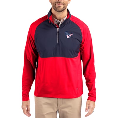 Houston Texans Cutter & Buck Adapt Eco Knit Hybrid Recycled Quarter-Zip Pullover Top - Red
