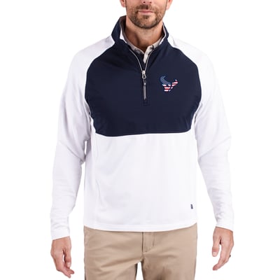 Houston Texans Cutter & Buck Adapt Eco Knit Hybrid Recycled Quarter-Zip Pullover Top - White