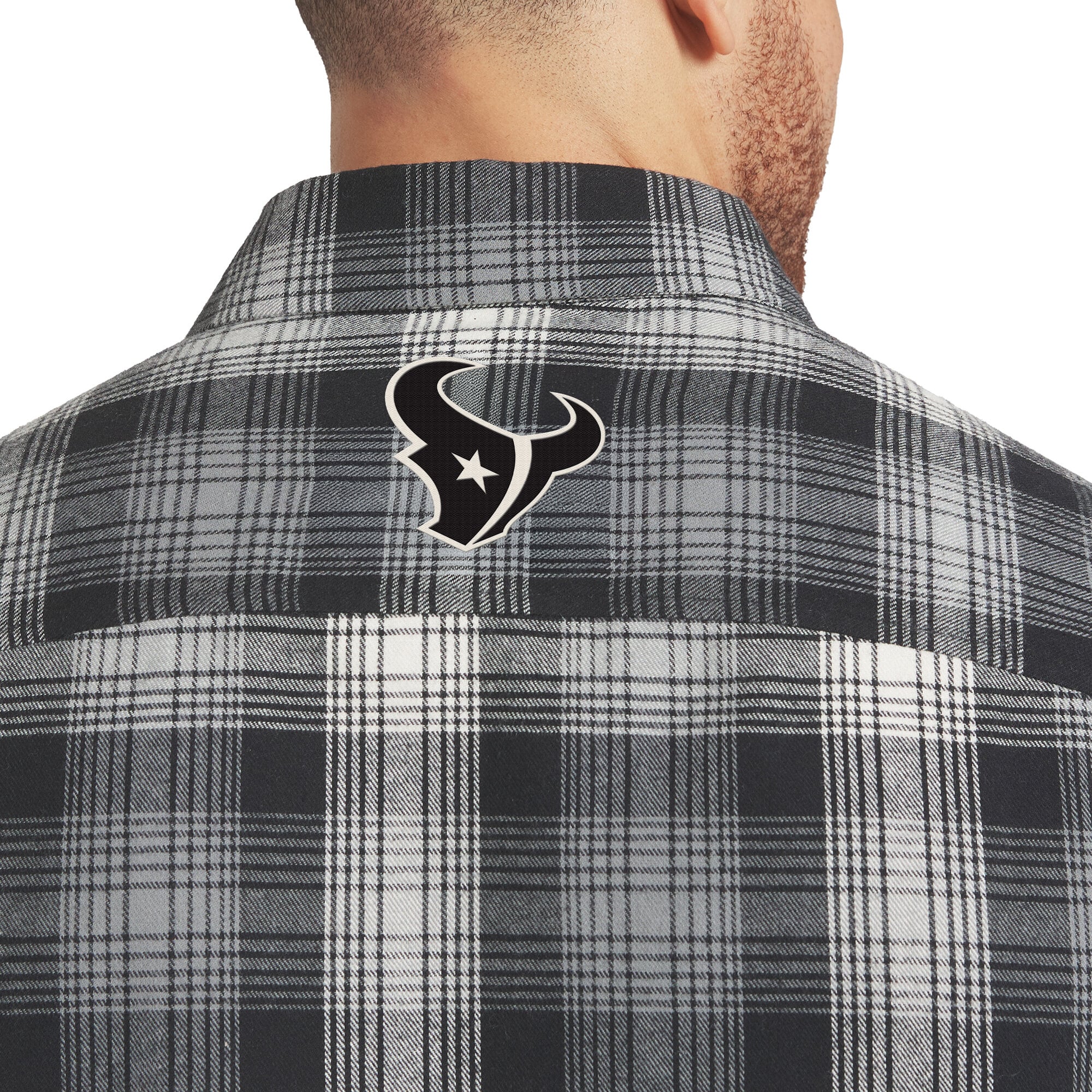 Men's Darius Rucker Collection by Fanatics Black Houston Texans Flannel Plaid Long Sleeve Button Up Shirt