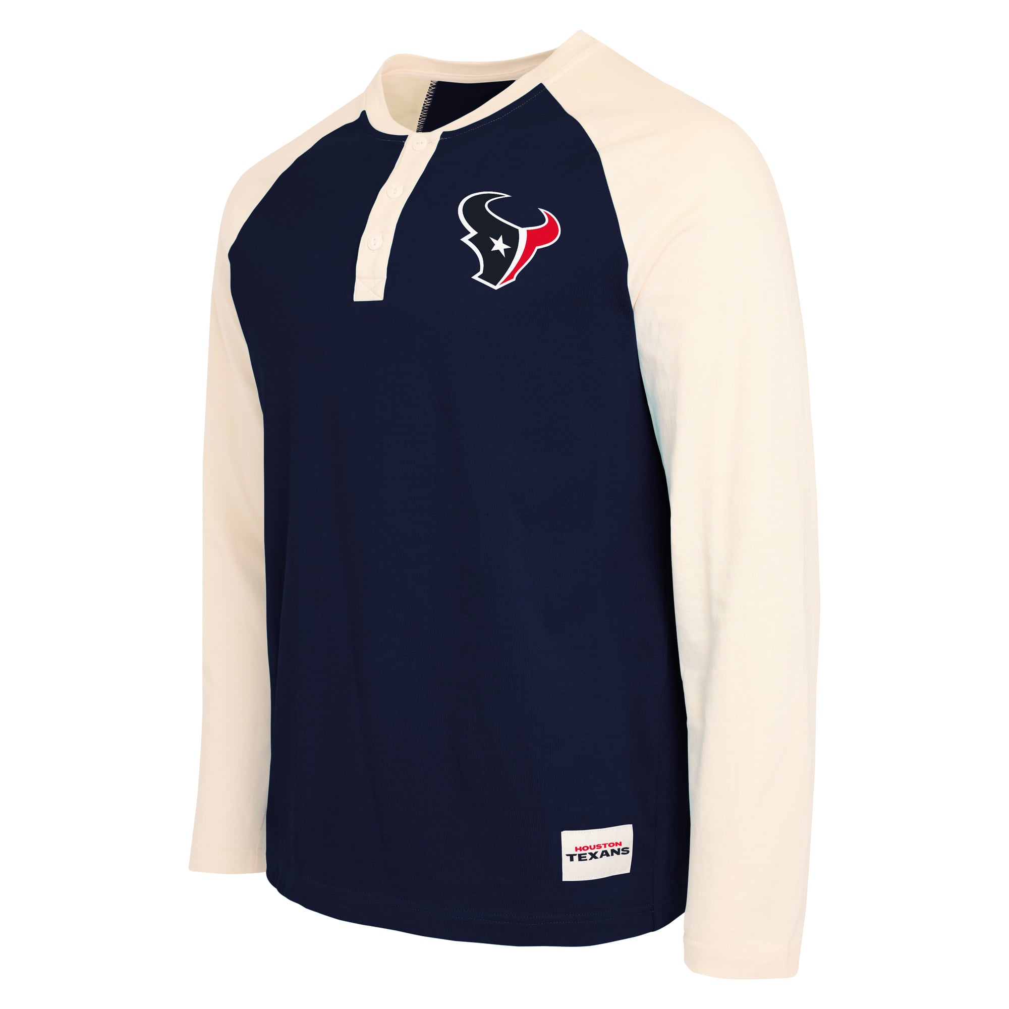T-shirt à manches longues Henley bleu marine/crème Houston Texans de la collection Darius Rucker pour homme par Fanatics