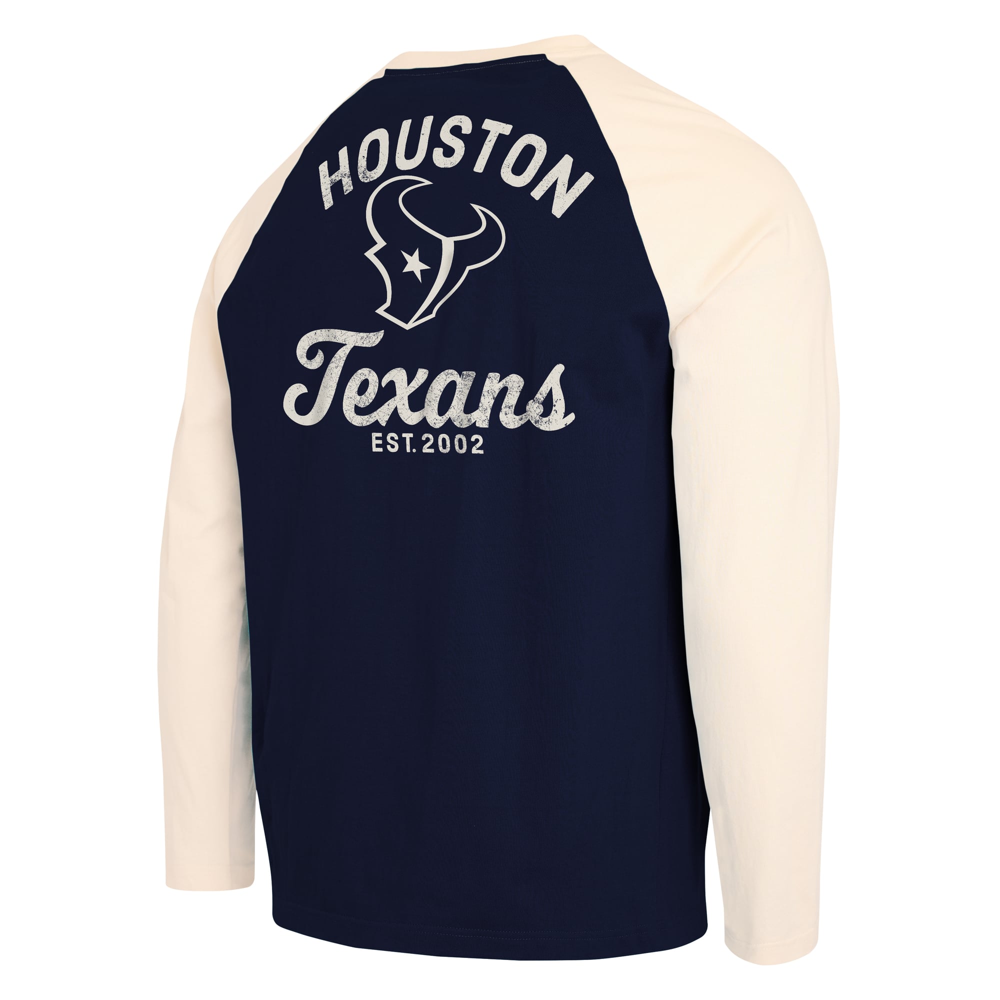 T-shirt à manches longues Henley bleu marine/crème Houston Texans de la collection Darius Rucker pour homme par Fanatics