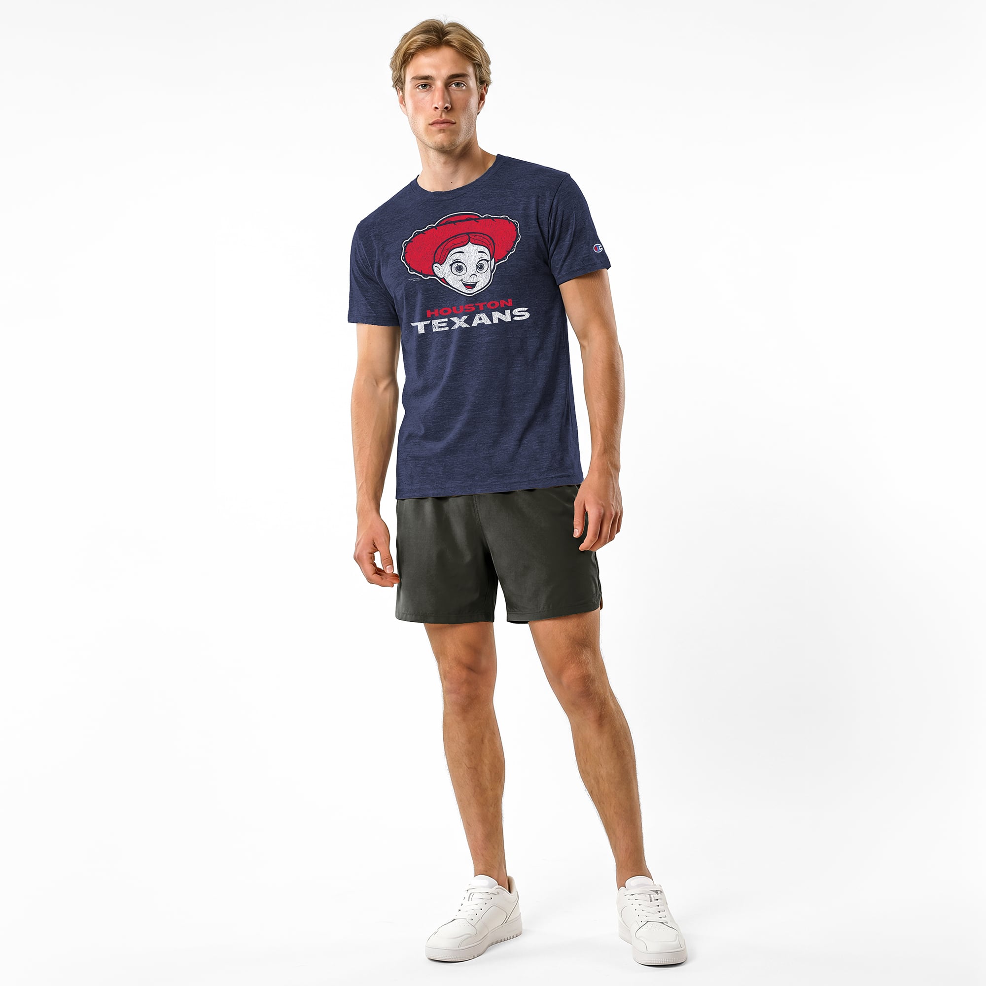 Men's Disney x Champion Athletic Navy Houston Texans Jessie Tri-Blend T-Shirt