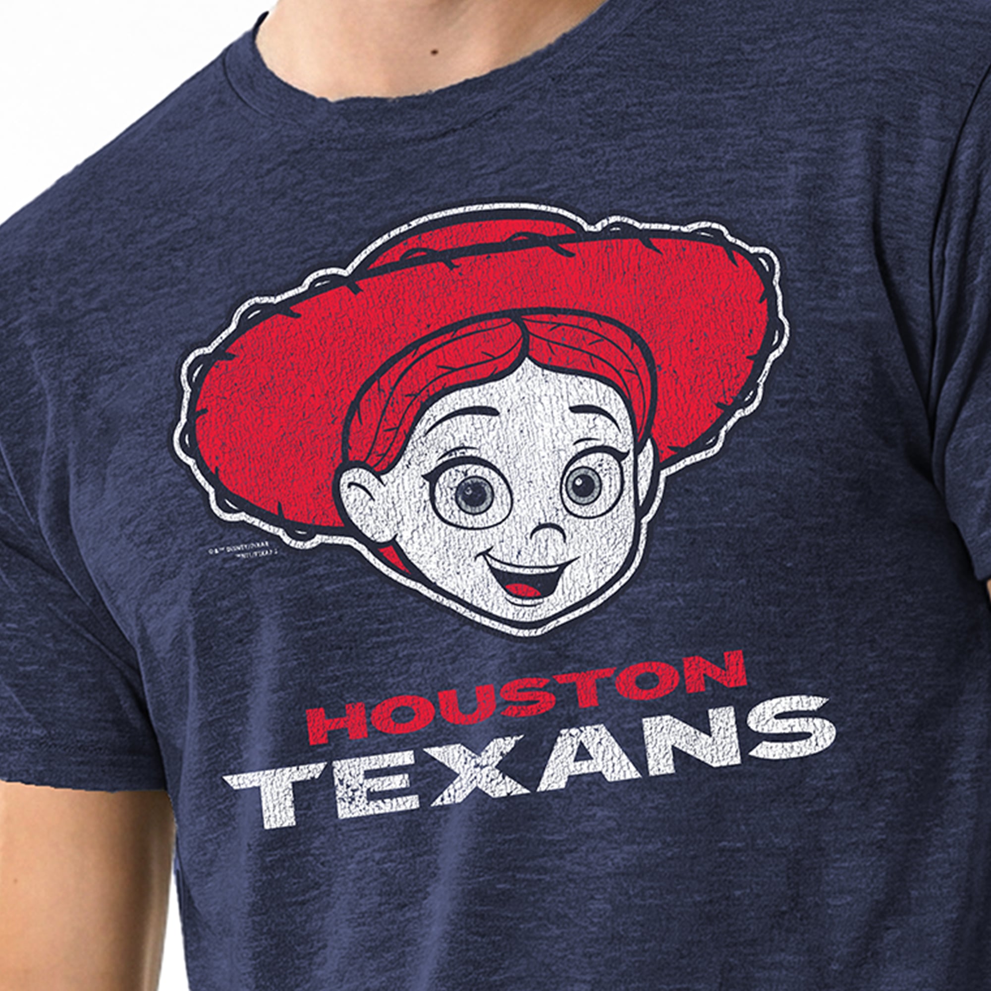 Men's Disney x Champion Athletic Navy Houston Texans Jessie Tri-Blend T-Shirt