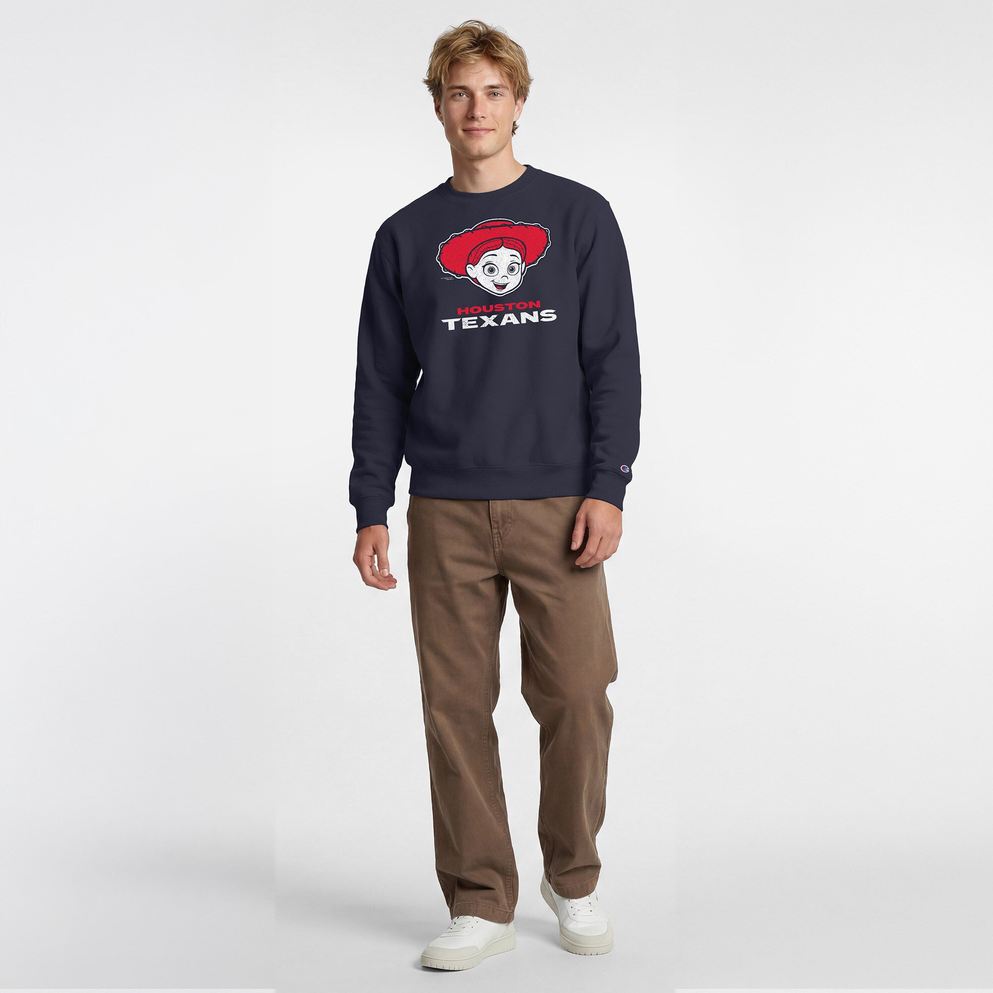 Sweat-shirt homme Disney x Champion bleu marine Houston Texans Jessie Powerblend