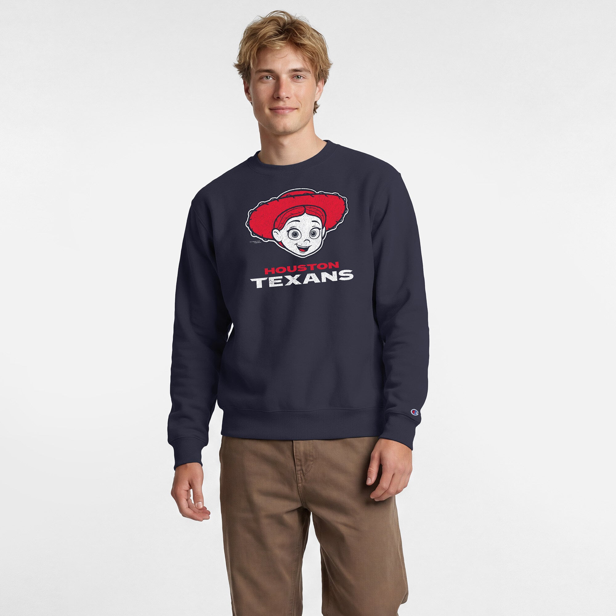 Sweat-shirt homme Disney x Champion bleu marine Houston Texans Jessie Powerblend