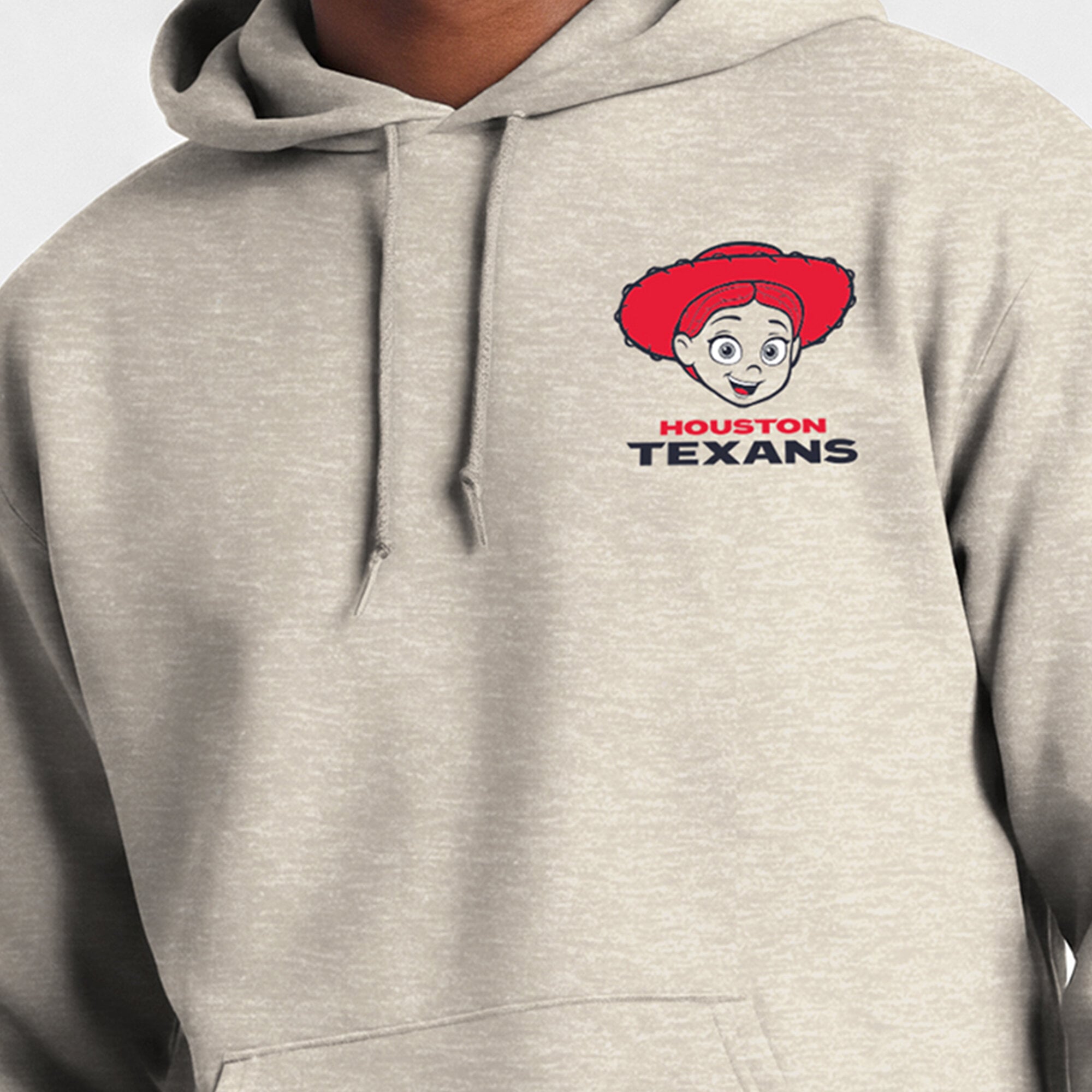 Men's Disney x Champion  Oatmeal Houston Texans Powerblend Fullback Hoodie