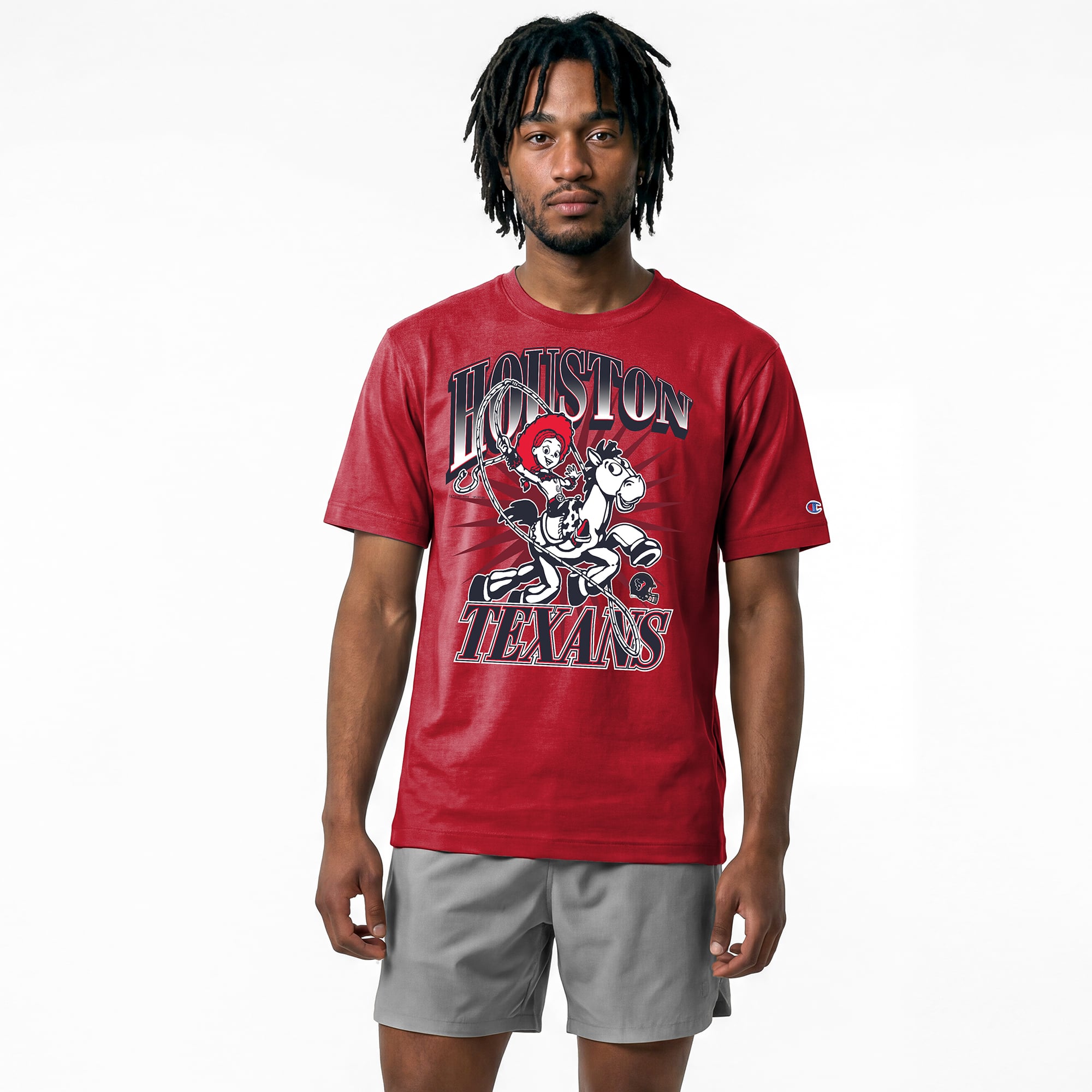 T-shirt homme Disney x Champion rouge Houston Texans Jessie All-Star