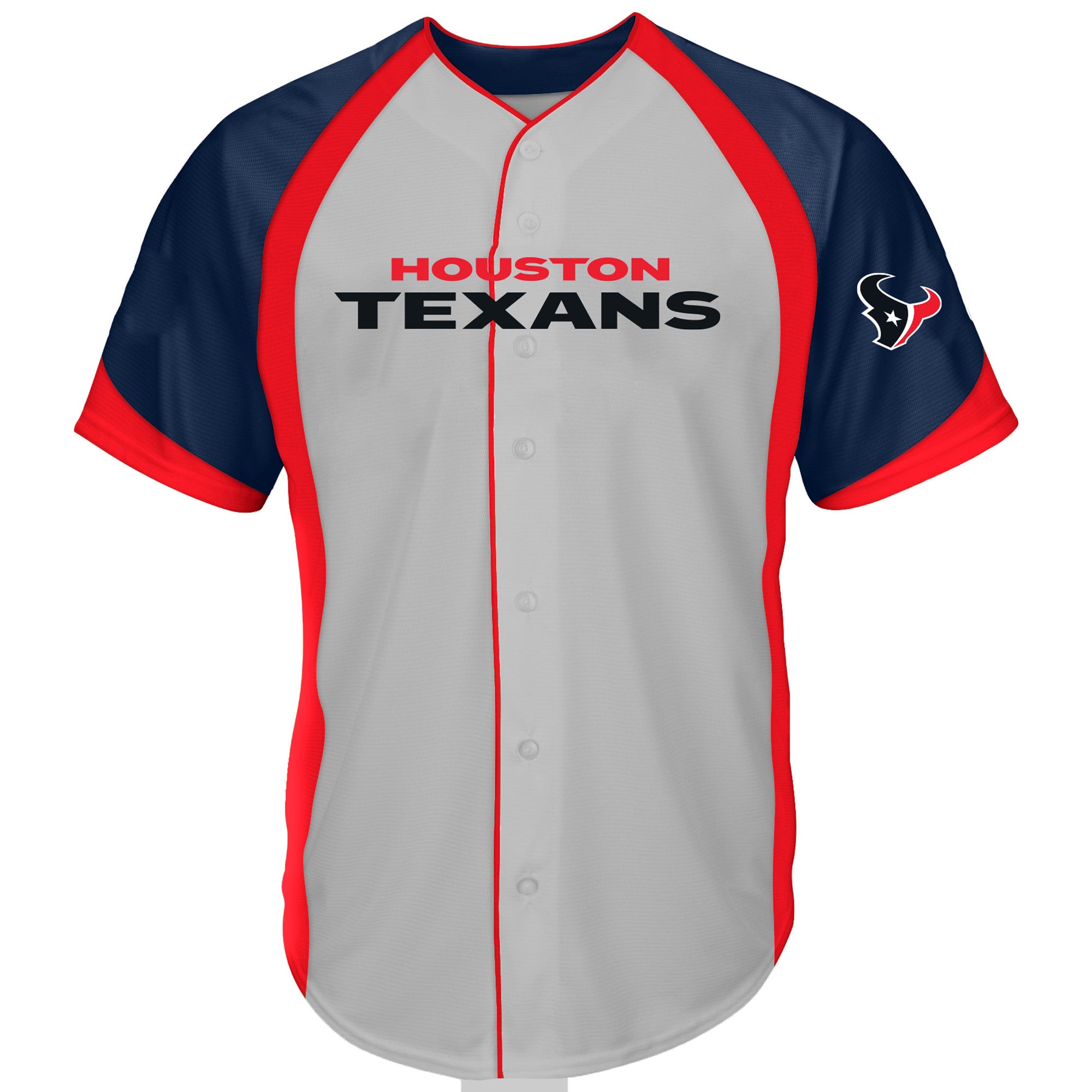 Men's Fanatics Gray Houston Texans Big & Tall Button-Up Raglan Fashion Top