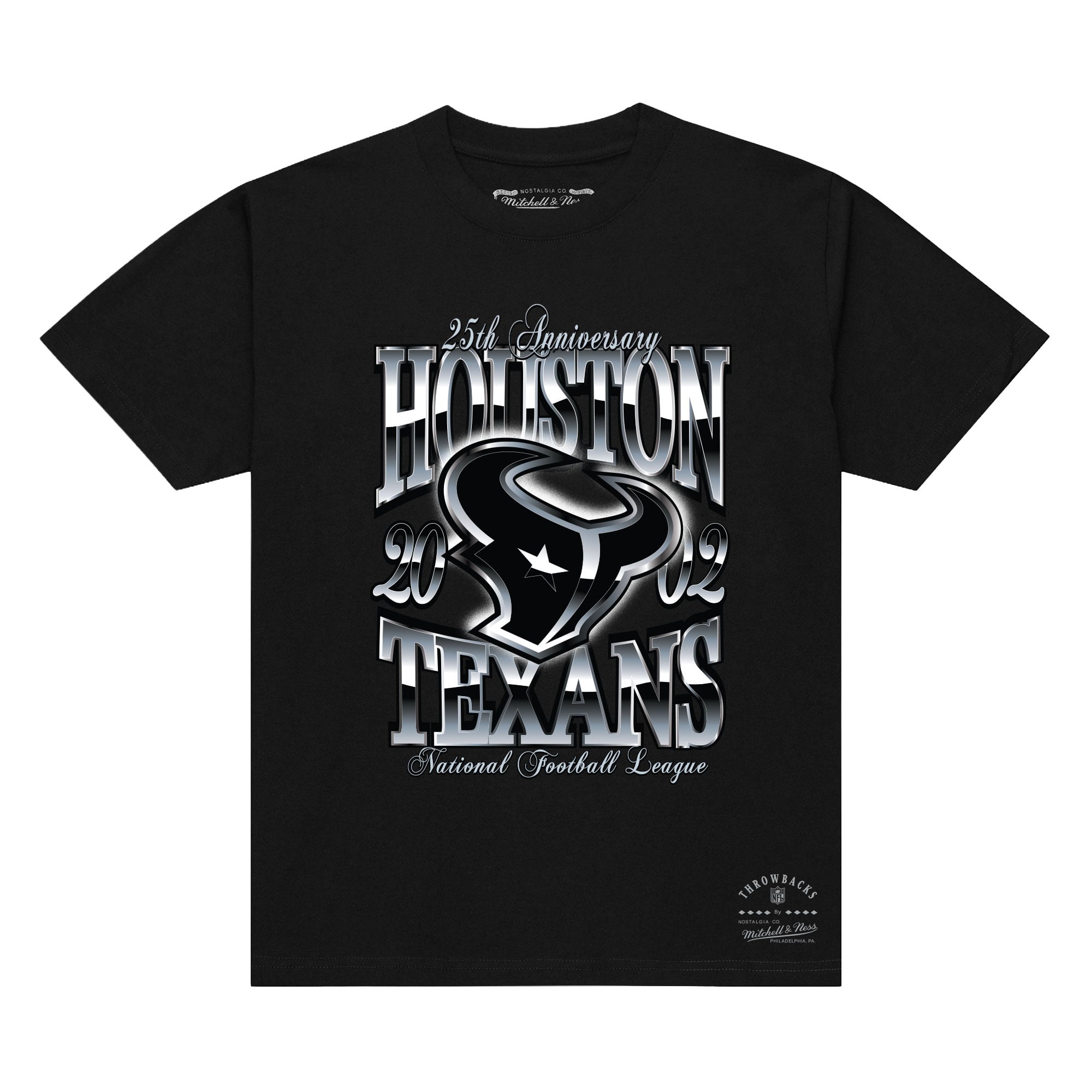T-shirt Mitchell & Ness noir pour homme, édition spéciale 25e anniversaire des Houston Texans, coloris Chrome Out
