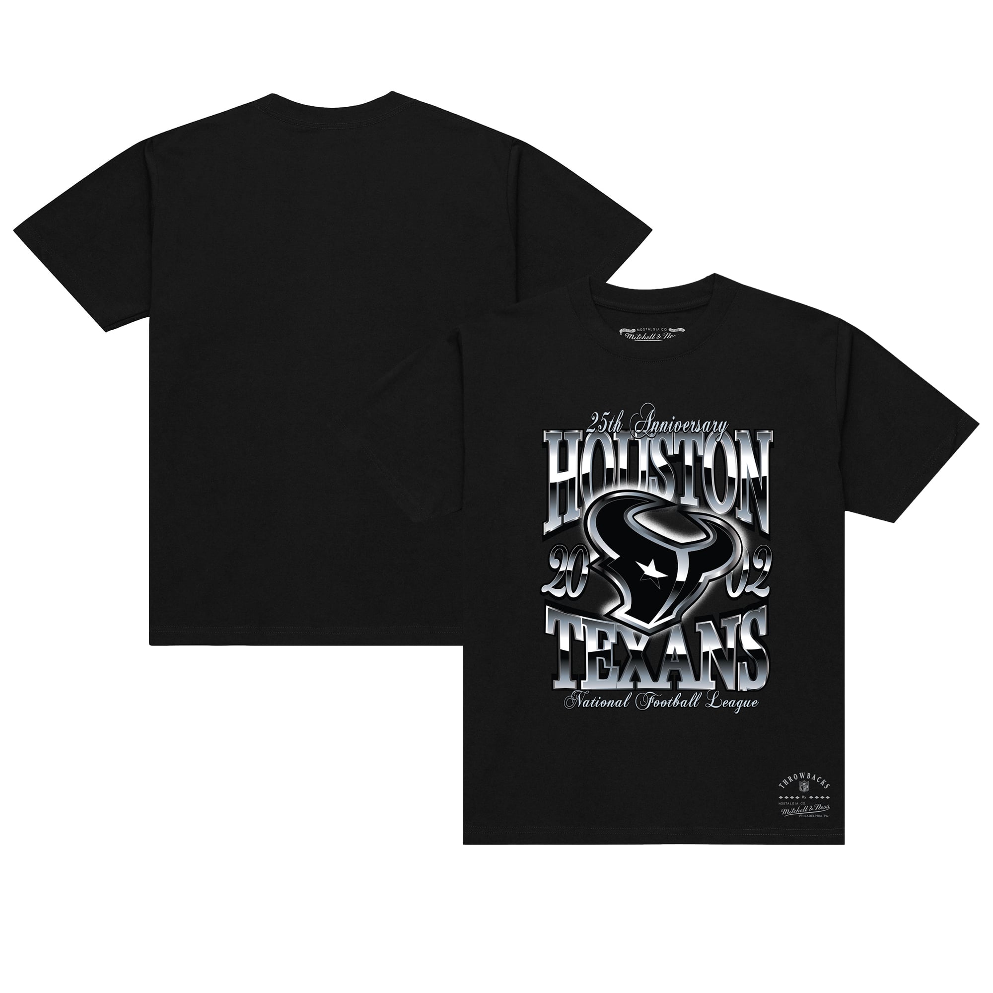 T-shirt Mitchell & Ness noir pour homme, édition spéciale 25e anniversaire des Houston Texans, coloris Chrome Out