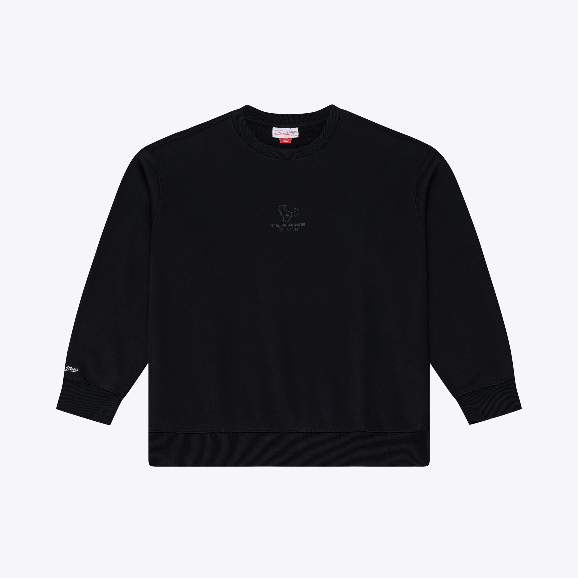 Men's Mitchell & Ness Black Houston Texans Core Essentials Micro Logo Fleece Sweatshirt