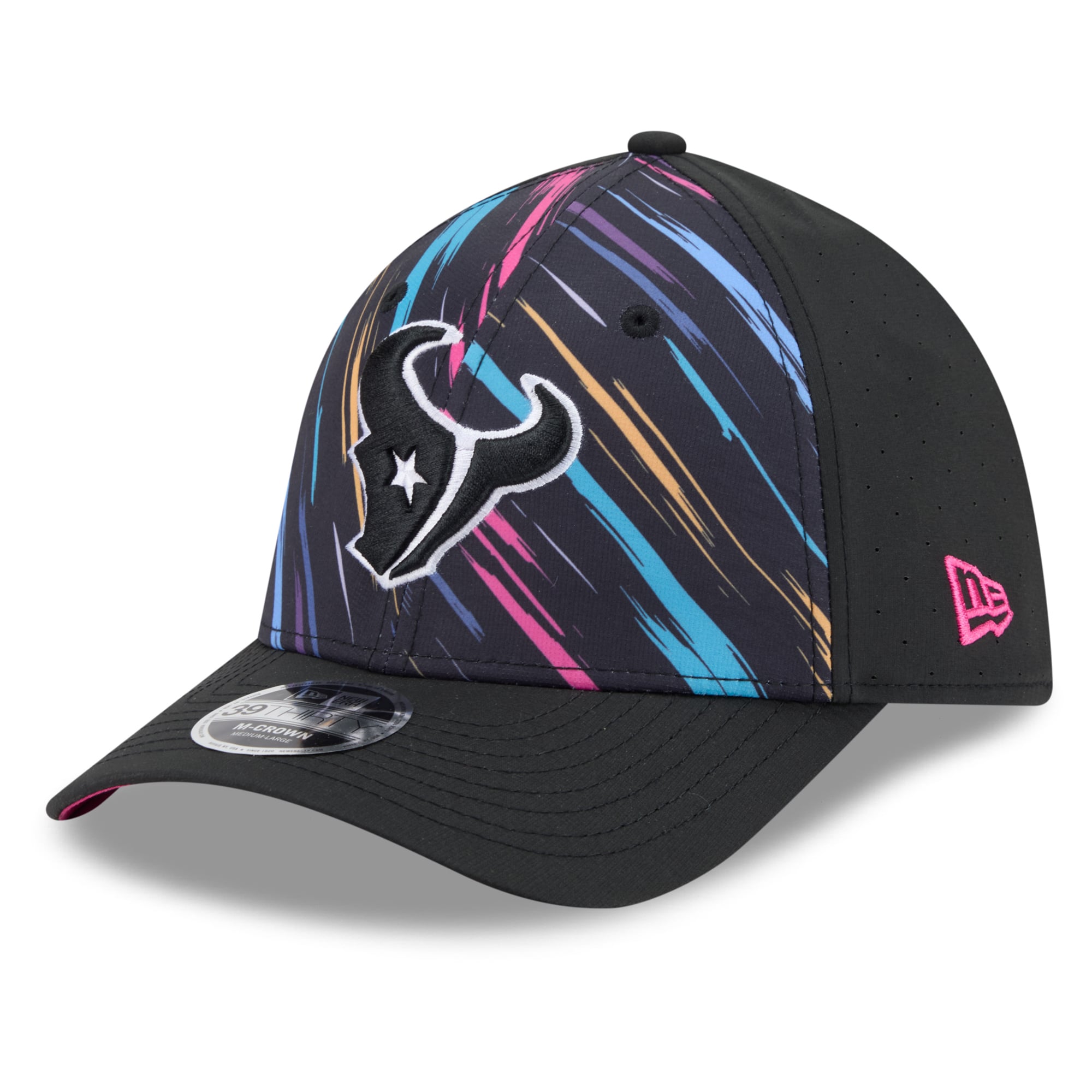 Men's New Era Black Houston Texans 2026 NFL Crucial Catch 39THIRTY M-Crown Stretch Hat