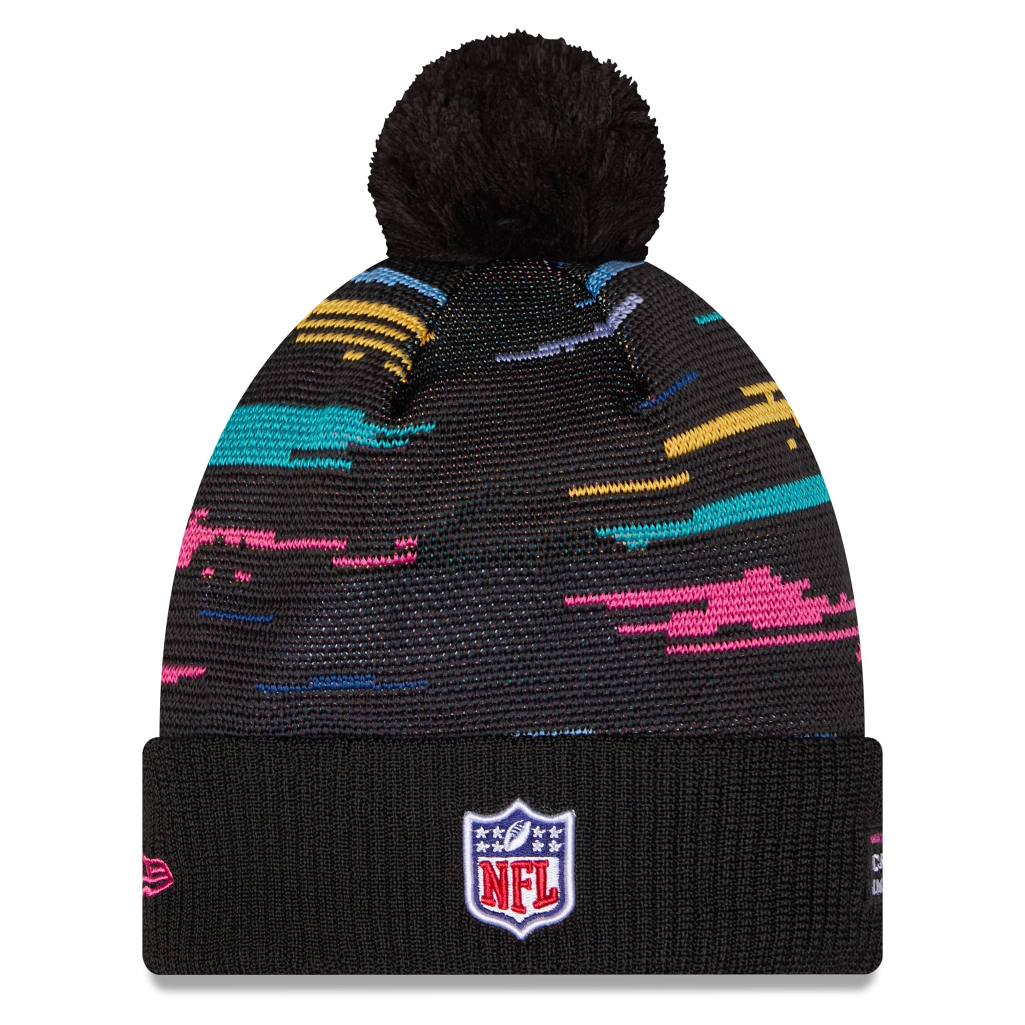 Men's New Era Black Houston Texans 2026 NFL Crucial Catch Cuffed Knit Hat with Pom