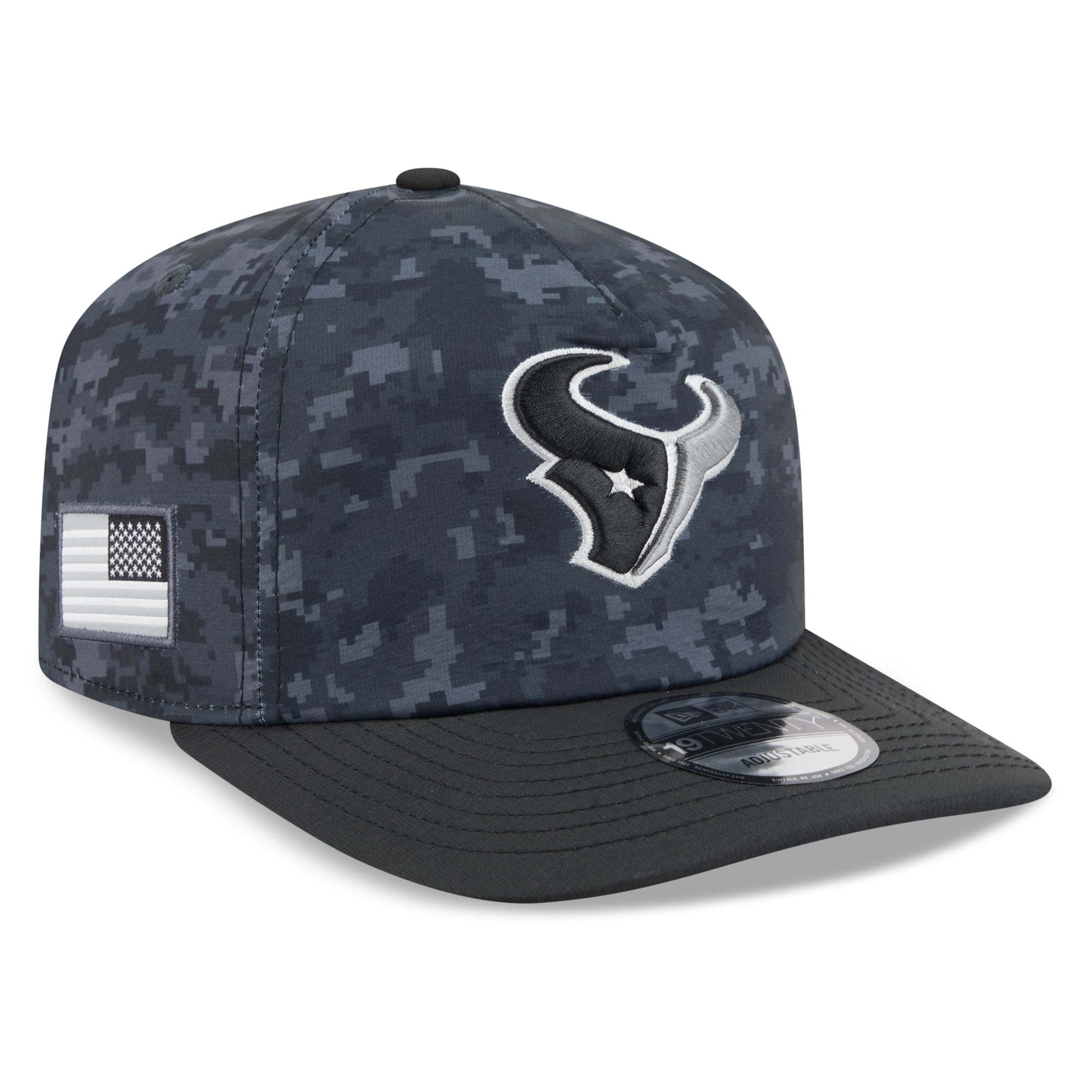 Casquette ajustable New Era noire pour homme Houston Texans 2026 Salute To Service 19TWENTY