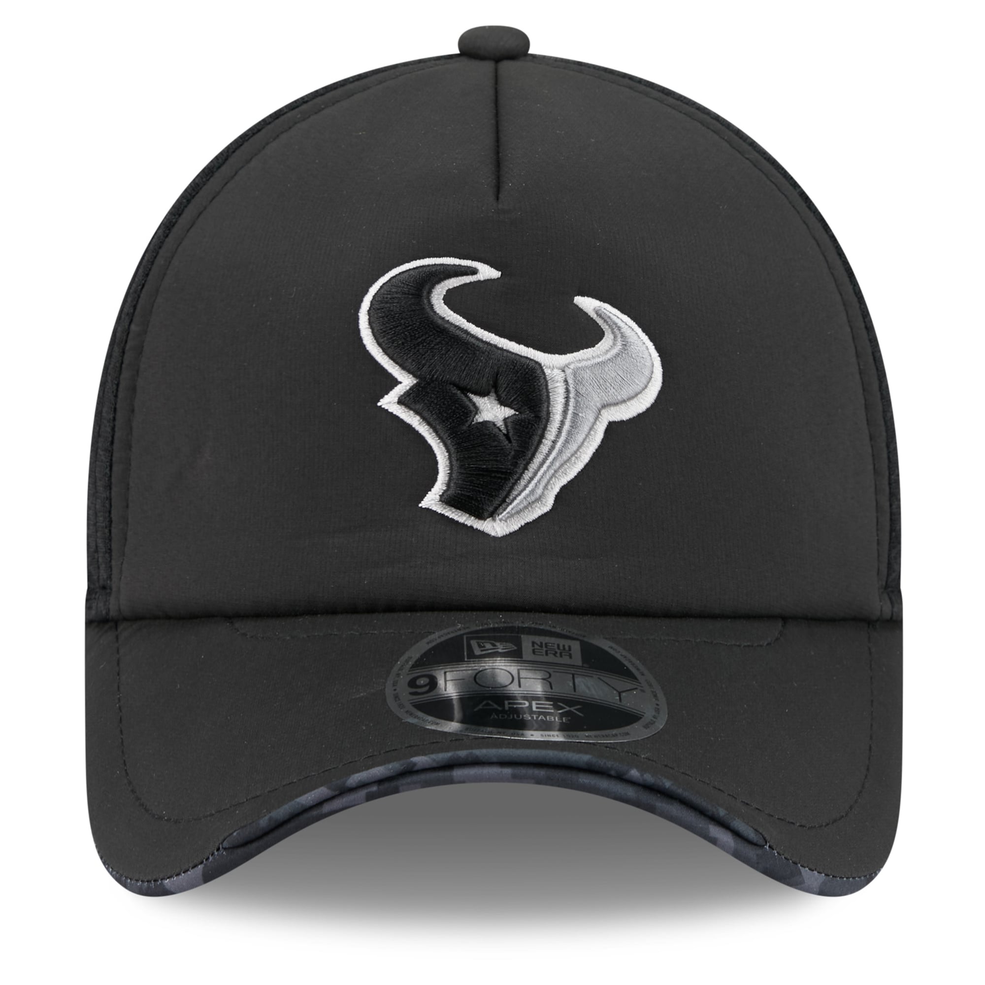Casquette trucker ajustable New Era Apex 9FORTY noire pour homme, Houston Texans 2026 Salute To Service