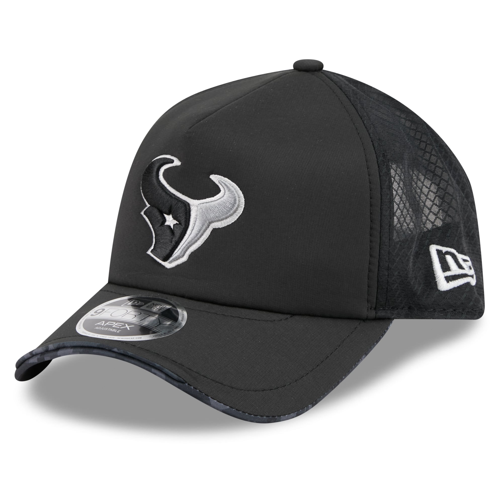 Casquette trucker ajustable New Era Apex 9FORTY noire pour homme, Houston Texans 2026 Salute To Service