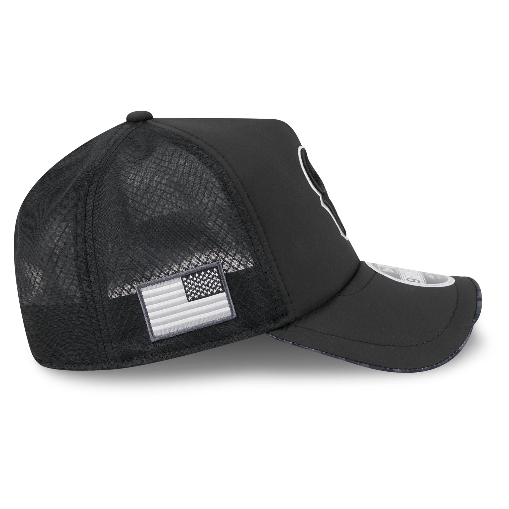 Casquette trucker ajustable New Era Apex 9FORTY noire pour homme, Houston Texans 2026 Salute To Service