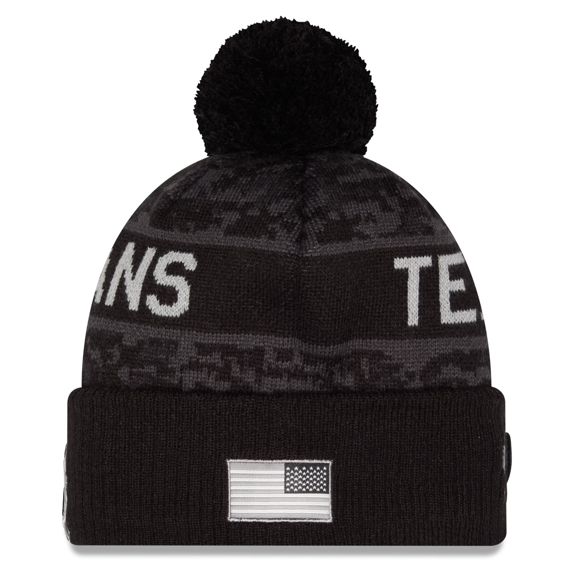 Bonnet à revers New Era noir pour homme, Houston Texans 2026 Salute To Service, avec pompon