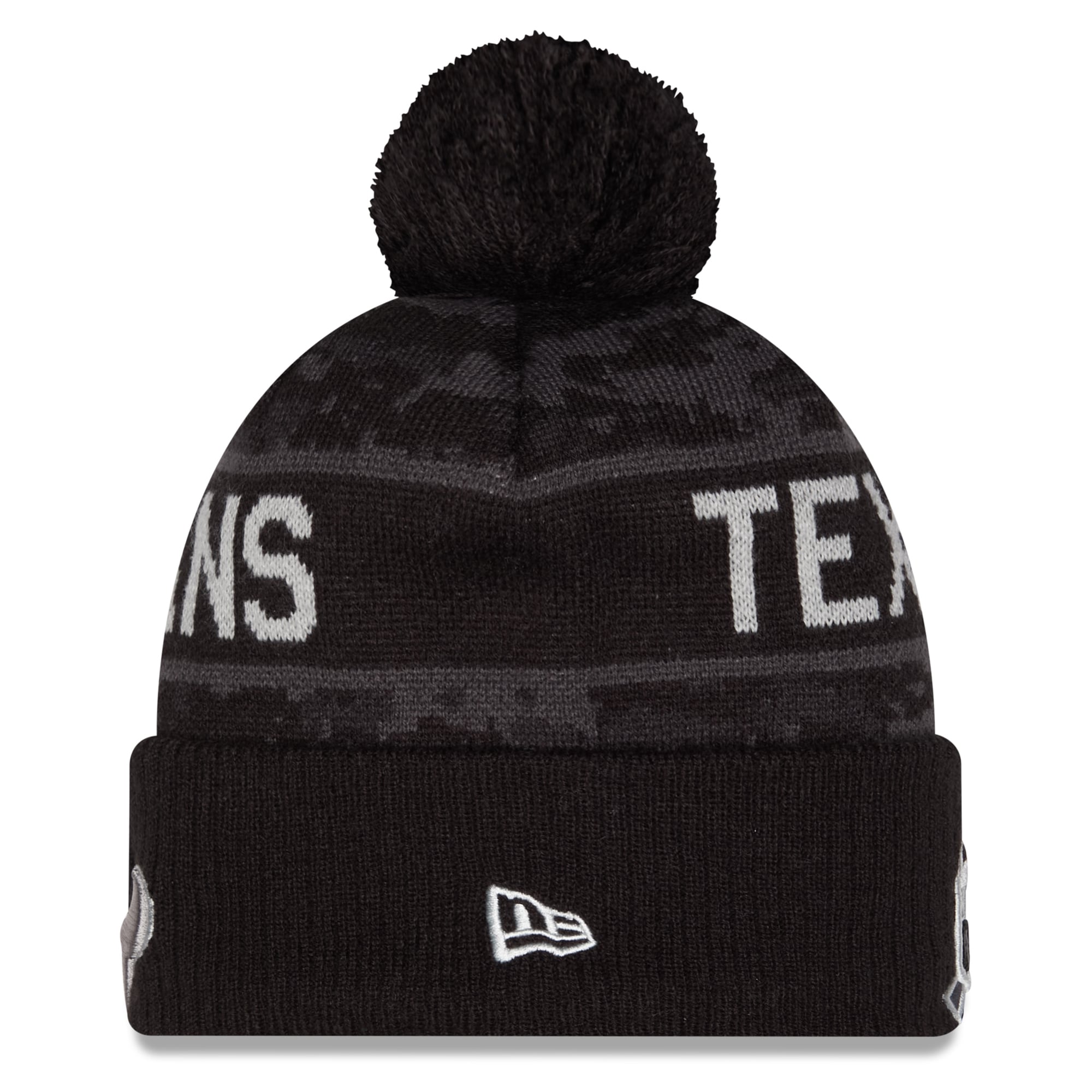 Bonnet à revers New Era noir pour homme, Houston Texans 2026 Salute To Service, avec pompon