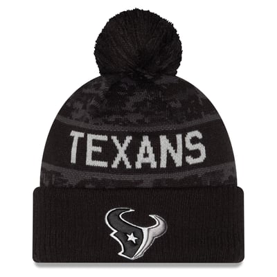 Houston Texans New Era 2026 Salute To Service Cuffed Knit Hat with Pom - Black