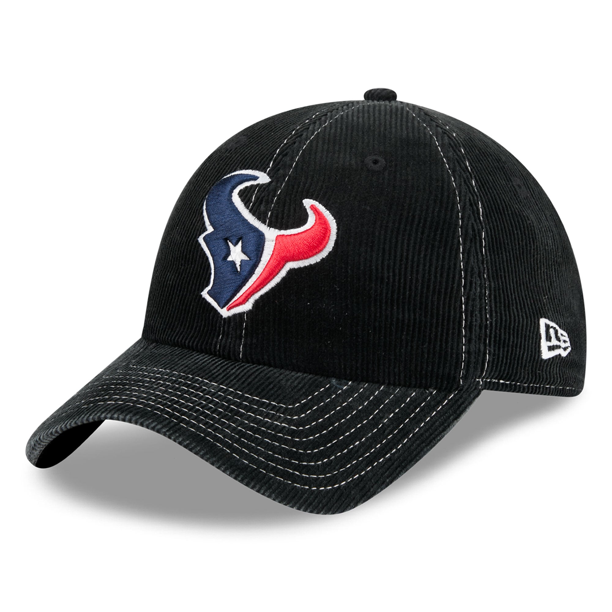 Casquette New Era noire pour homme, Houston Texans, en velours côtelé, style classique décontracté et ajustable