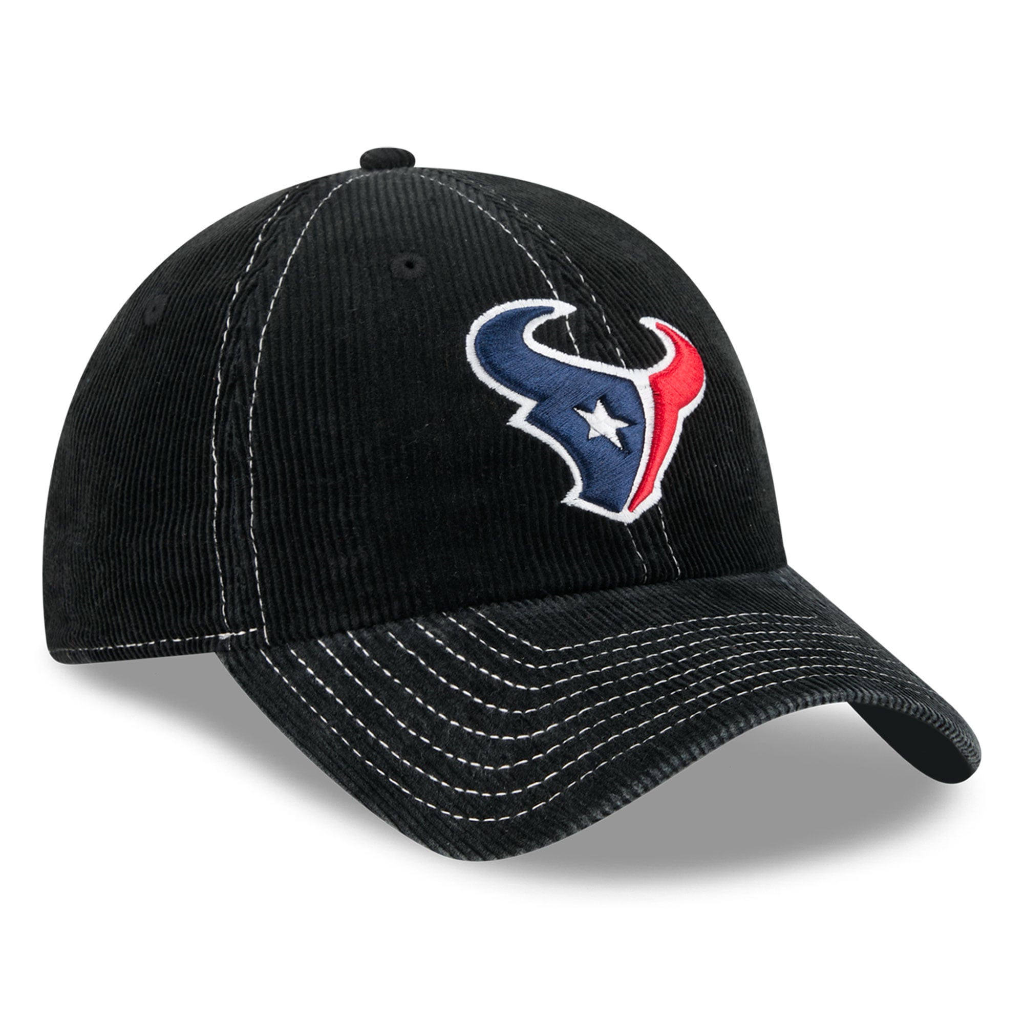 Casquette New Era noire pour homme, Houston Texans, en velours côtelé, style classique décontracté et ajustable