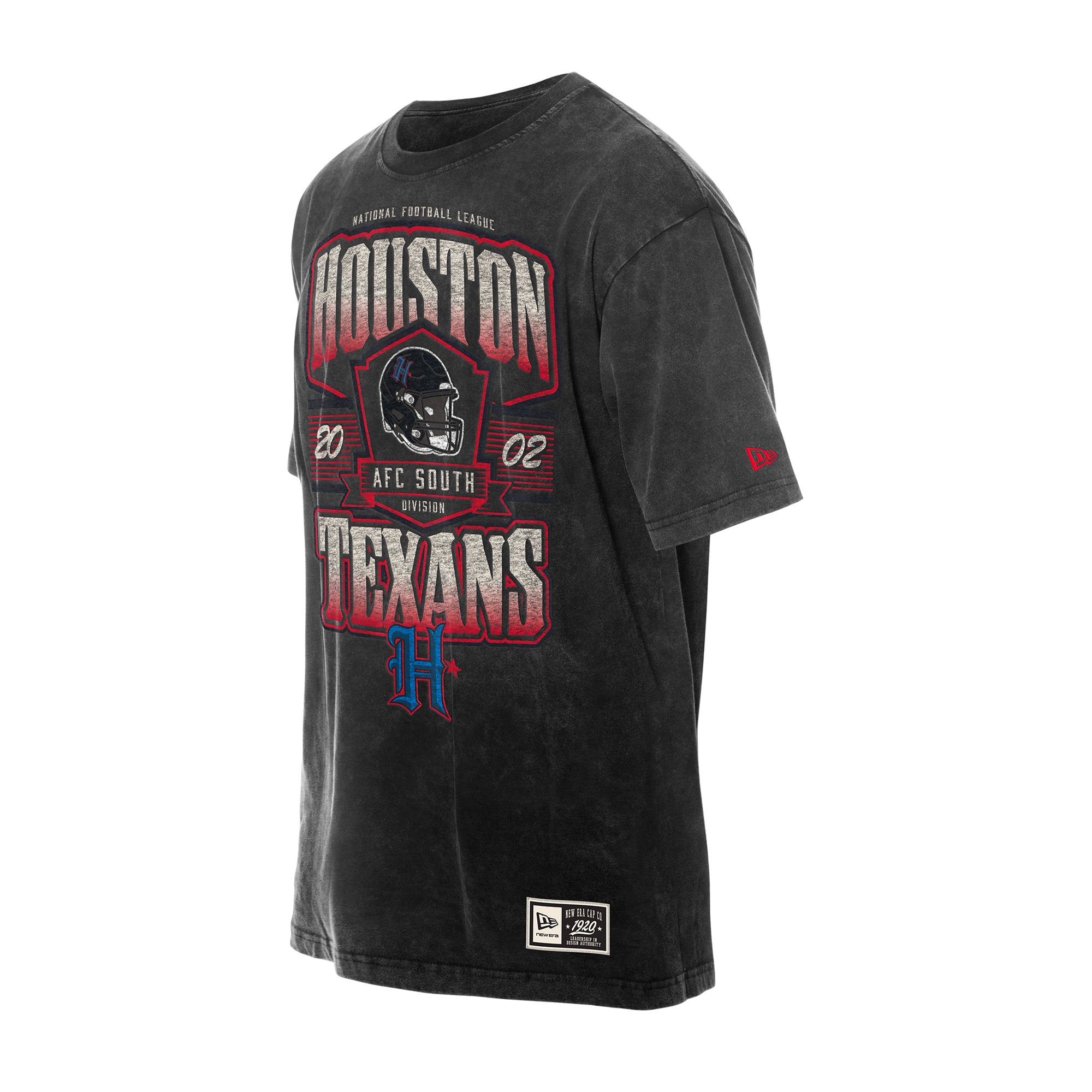T-shirt noir New Era Houston Texans pour homme, délavé aux minéraux