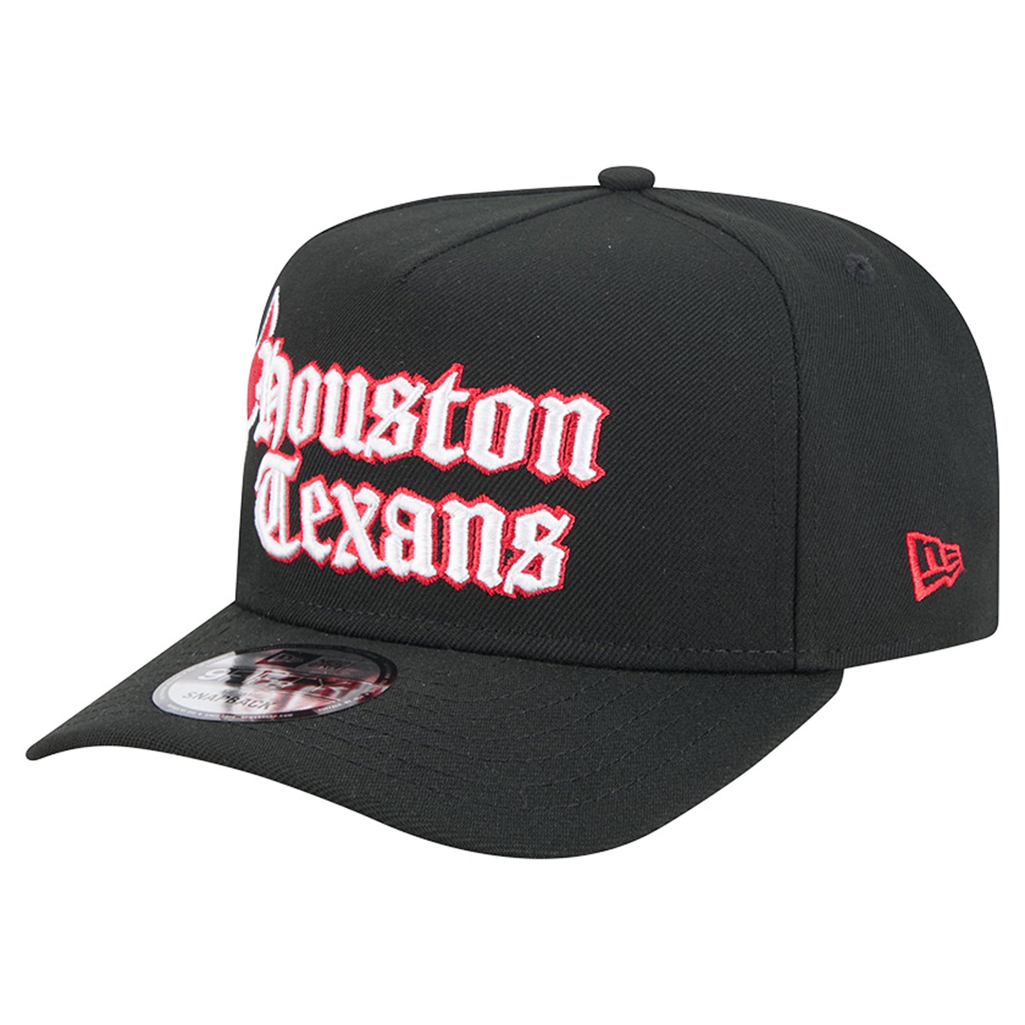 Casquette snapback New Era 9FIFTY noire pour homme, modèle Proud A-Frame Houston Texans.
