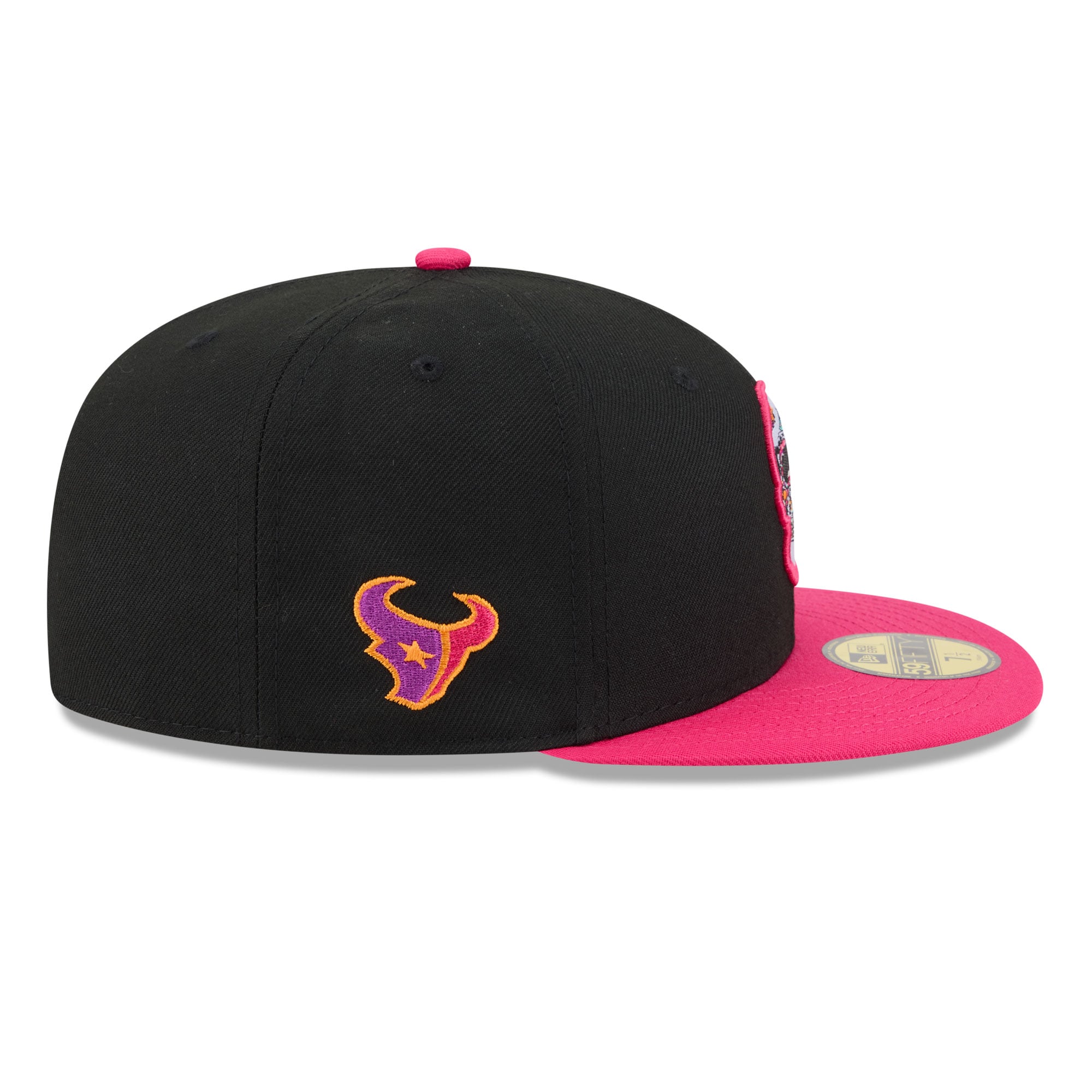 Casquette ajustée New Era 59FIFTY pour homme, noire et rose, Houston Texans, Jour des Morts