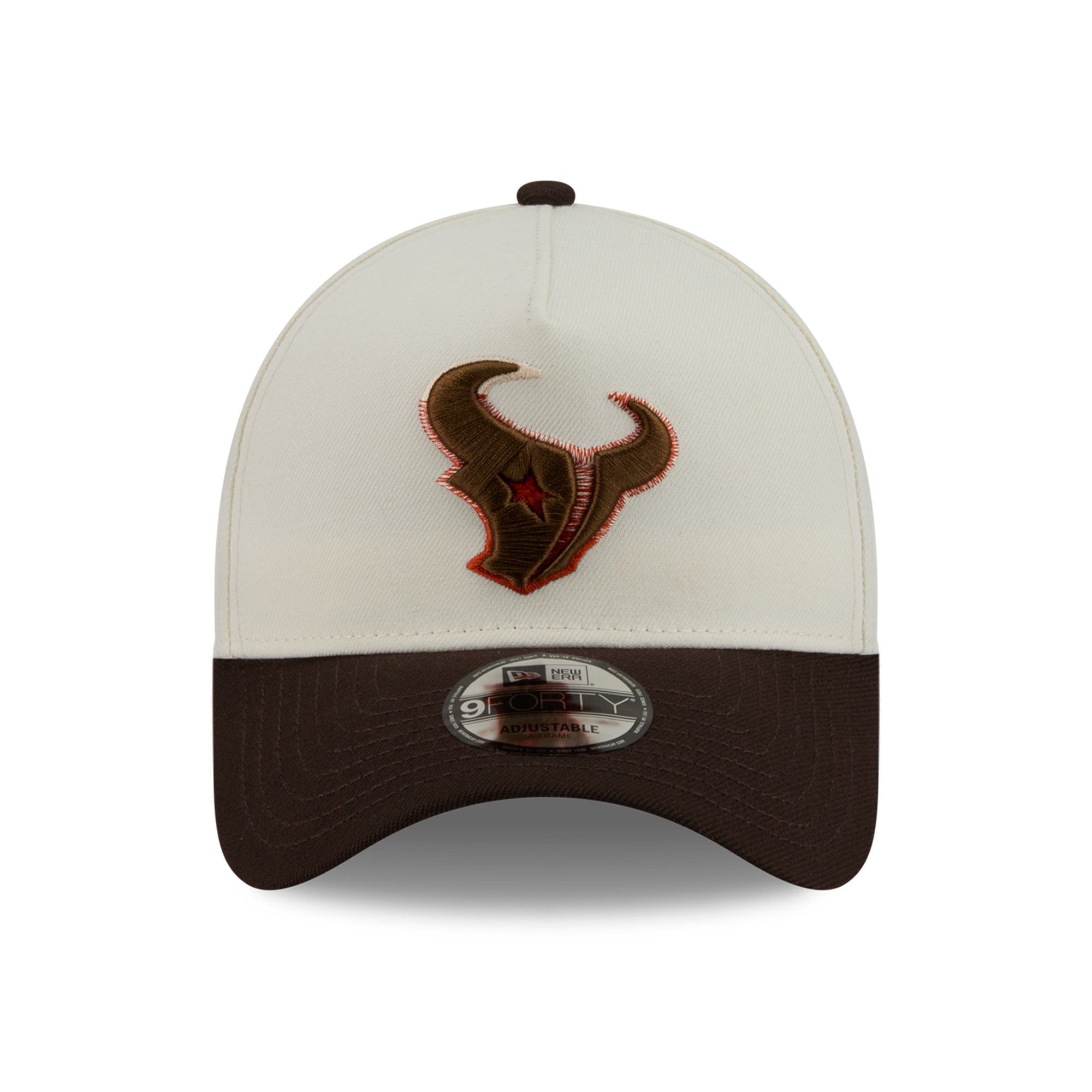 Men's New Era Cream/Brown Houston Texans Pumpkin Spice A-Frame 9FORTY Adjustable Hat