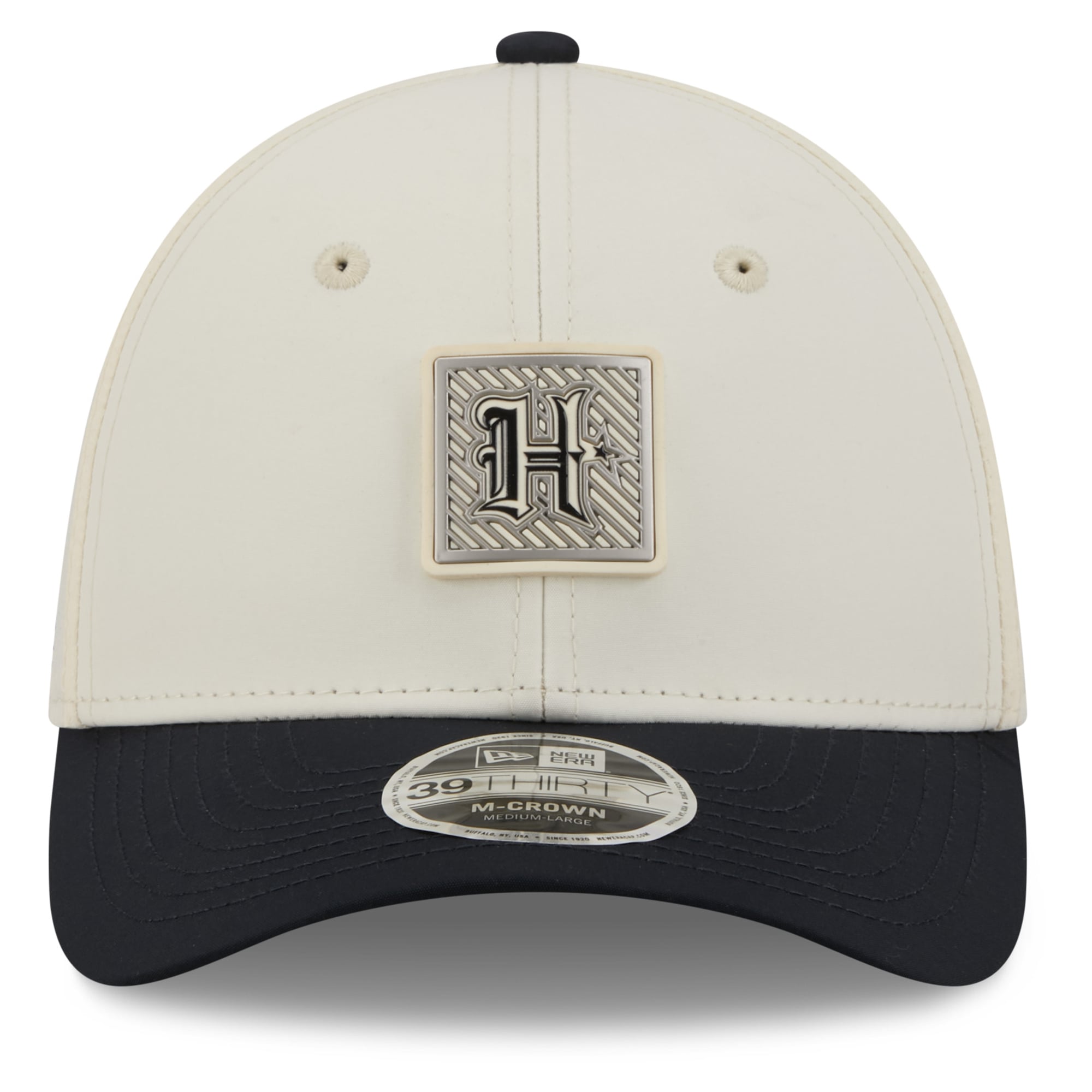 Casquette New Era Flex crème/marine pour homme, Houston Texans, camp d'entraînement NFL 2026, modèle 39THIRTY