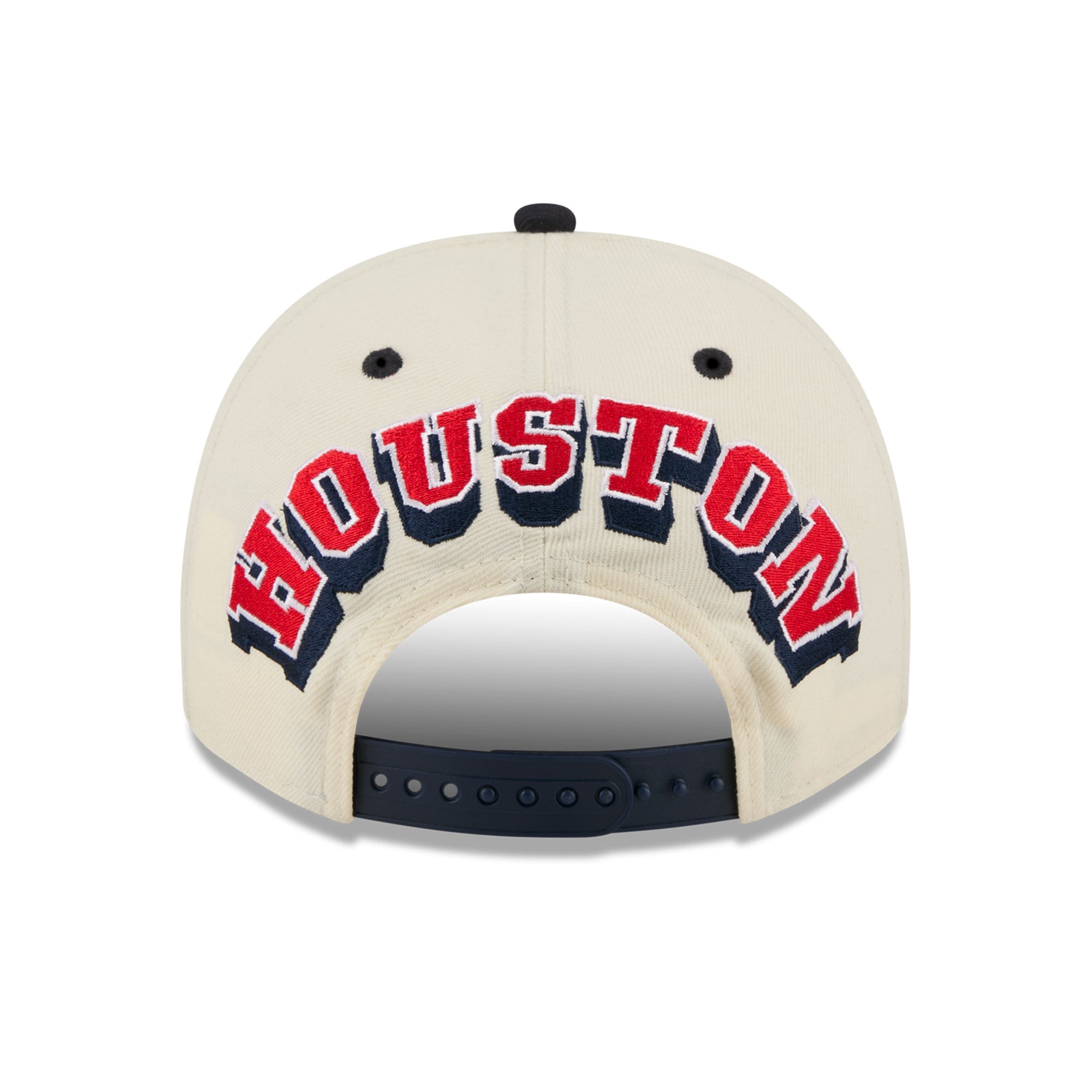 Casquette snapback New Era 9FIFTY crème/marine pour homme, logo Houston Texans à l'arrière.