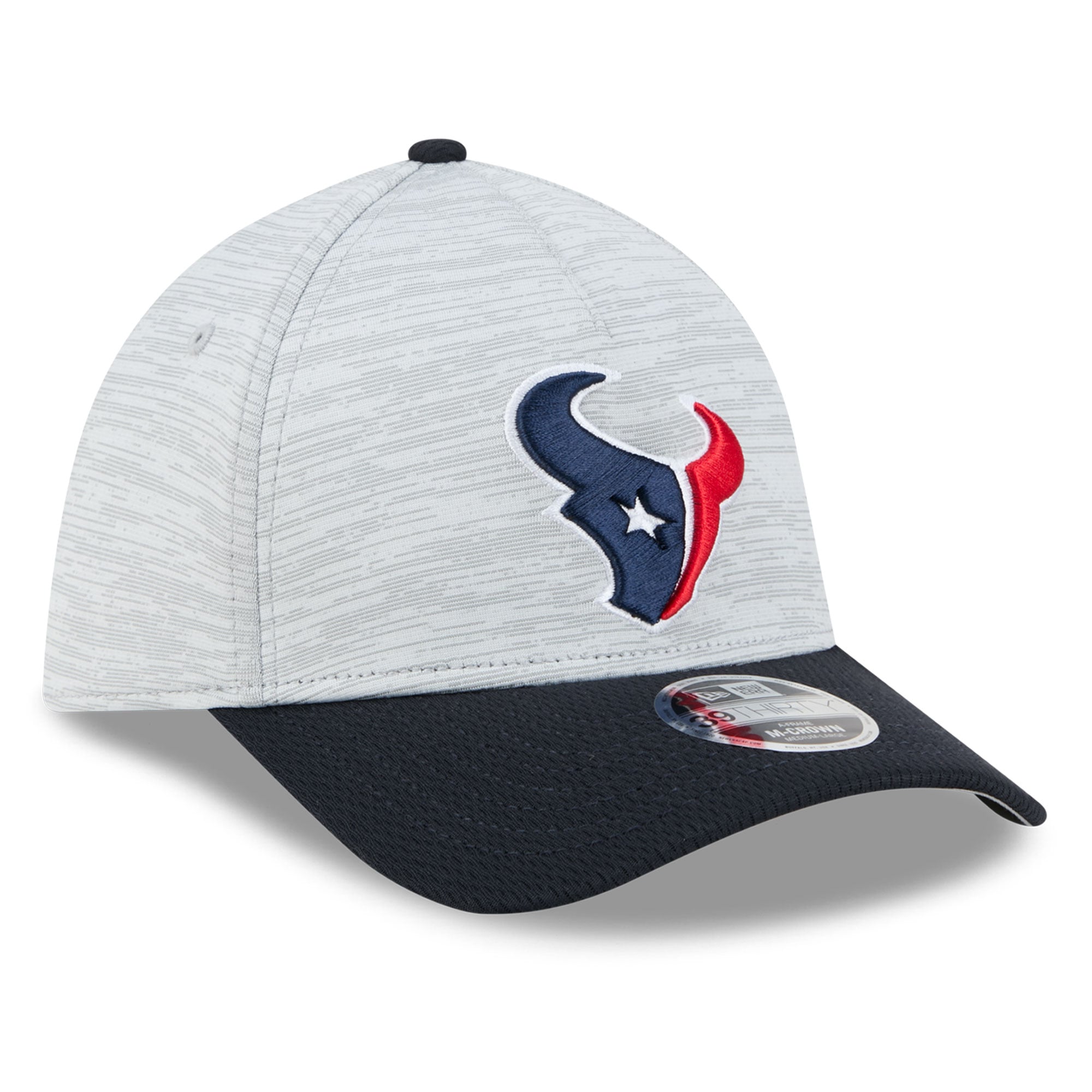 Casquette New Era Flex grise/marine Houston Texans Tech M-Crown A-Frame 39THIRTY pour homme