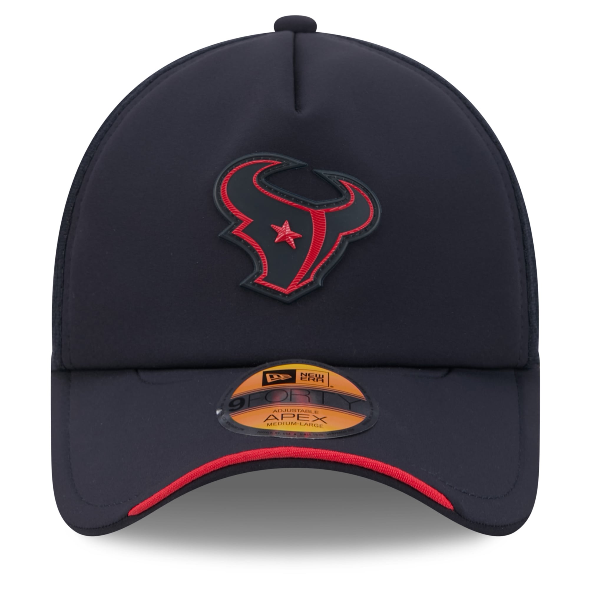 Men's New Era Navy Houston Texans 2026 Sideline Apex 9FORTY Adjustable Trucker Hat