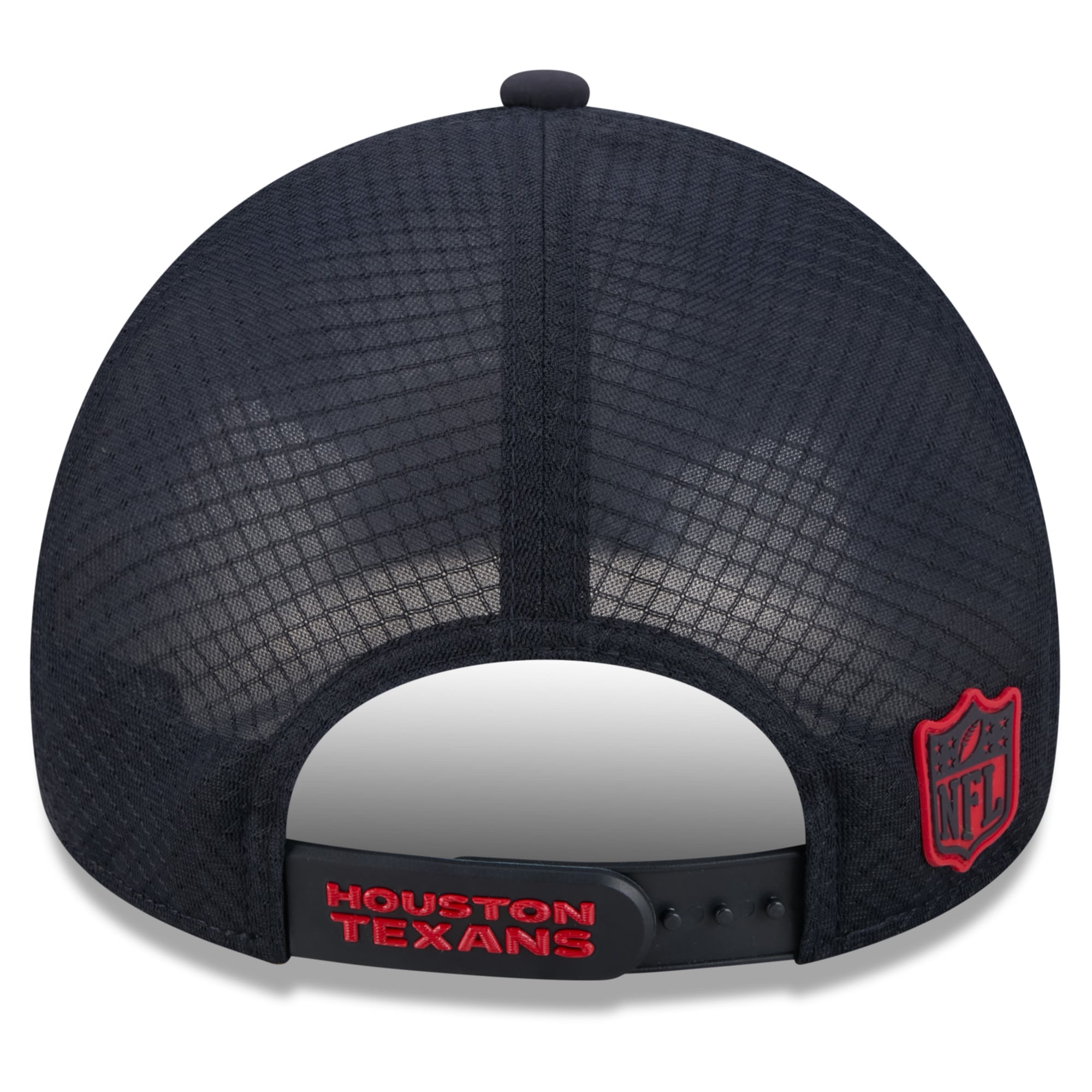 Men's New Era Navy Houston Texans 2026 Sideline Apex 9FORTY Adjustable Trucker Hat