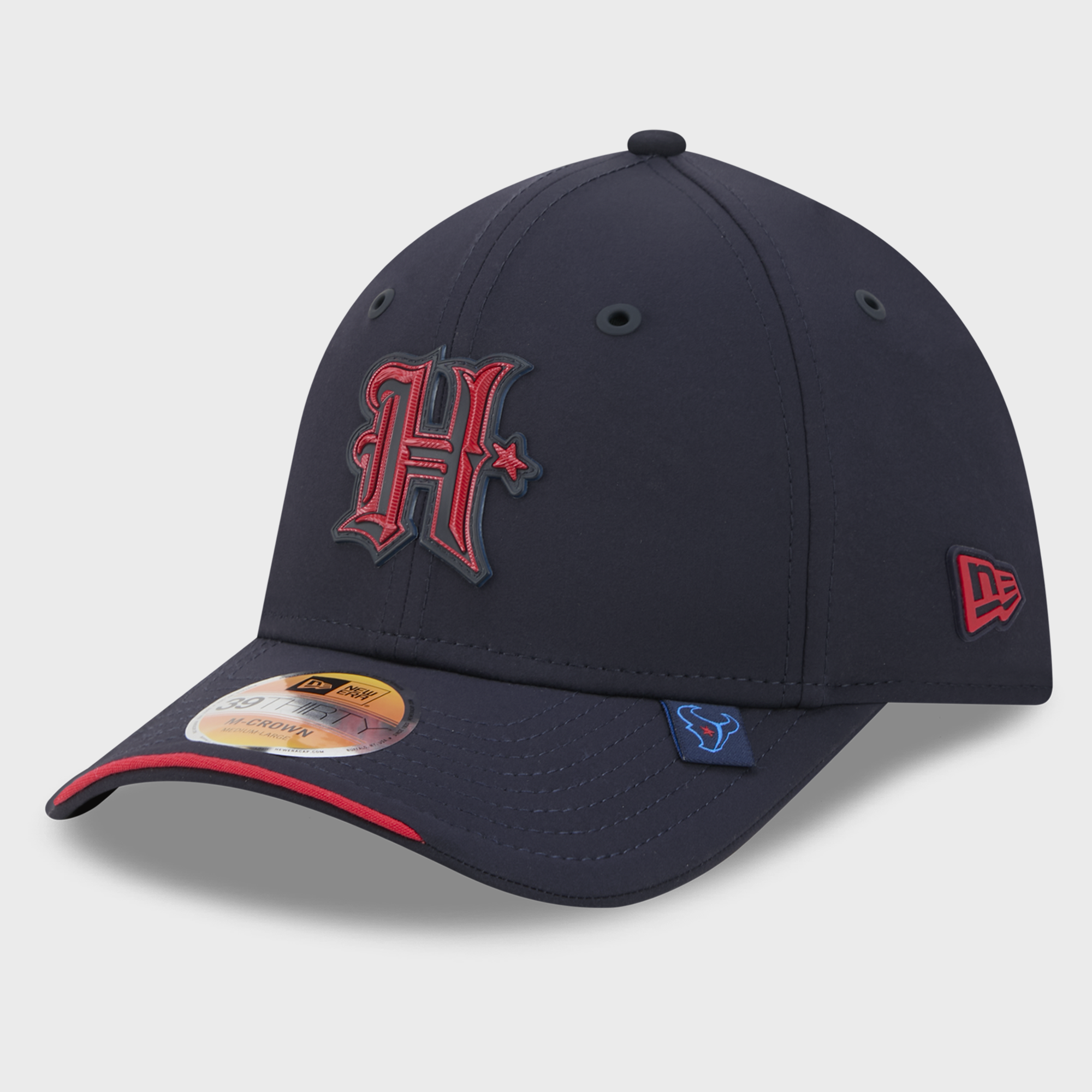 Casquette New Era bleu marine Houston Texans 2026 Sideline H-Town 39THIRTY M-Crown Flex pour homme