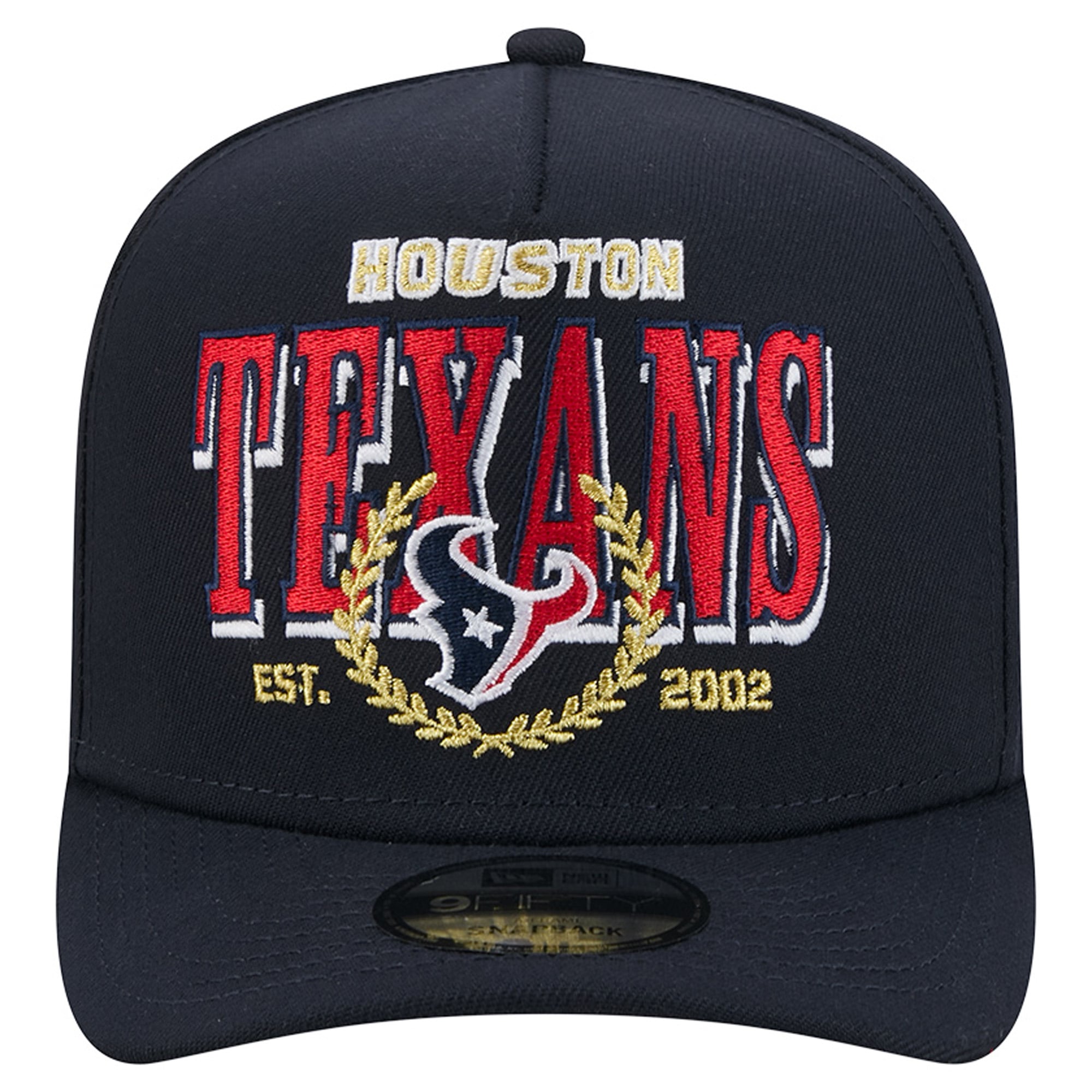 Men's New Era Navy Houston Texans Laurel A-Frame 9FIFTY Snapback Hat