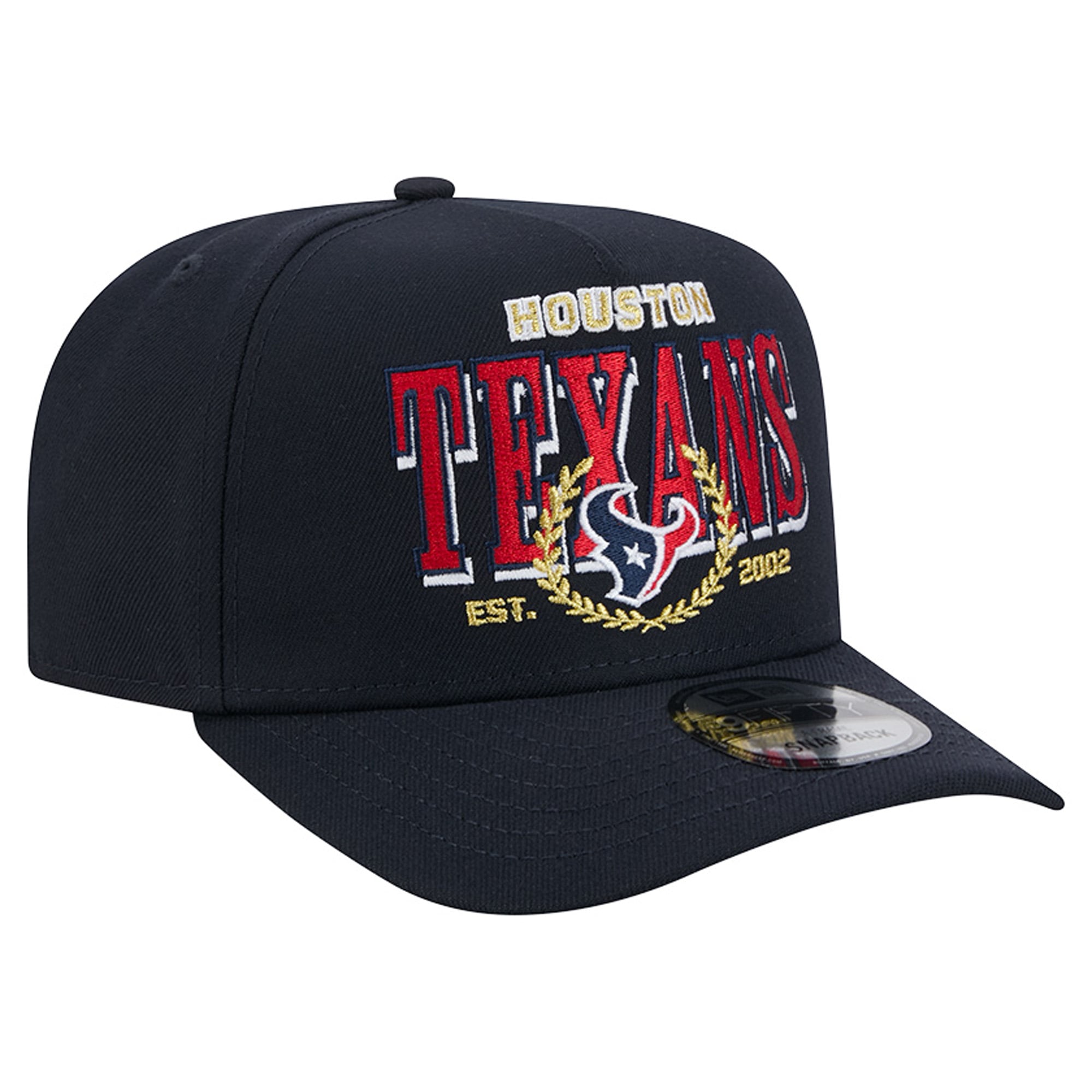 Men's New Era Navy Houston Texans Laurel A-Frame 9FIFTY Snapback Hat