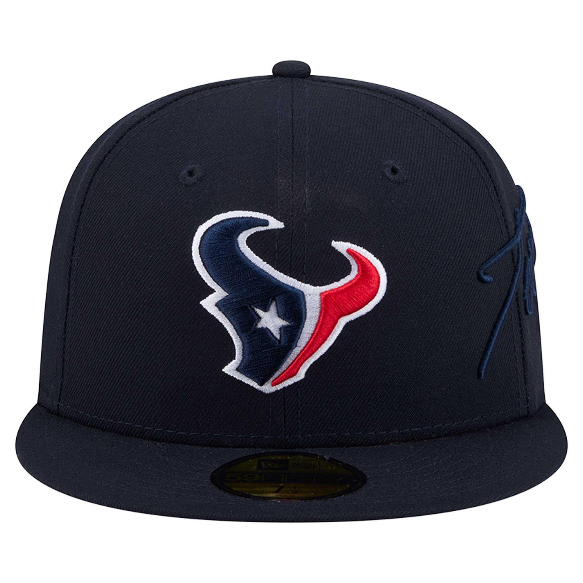 Casquette ajustée New Era 59FIFTY bleu marine pour homme, logo Houston Texans, inscription latérale