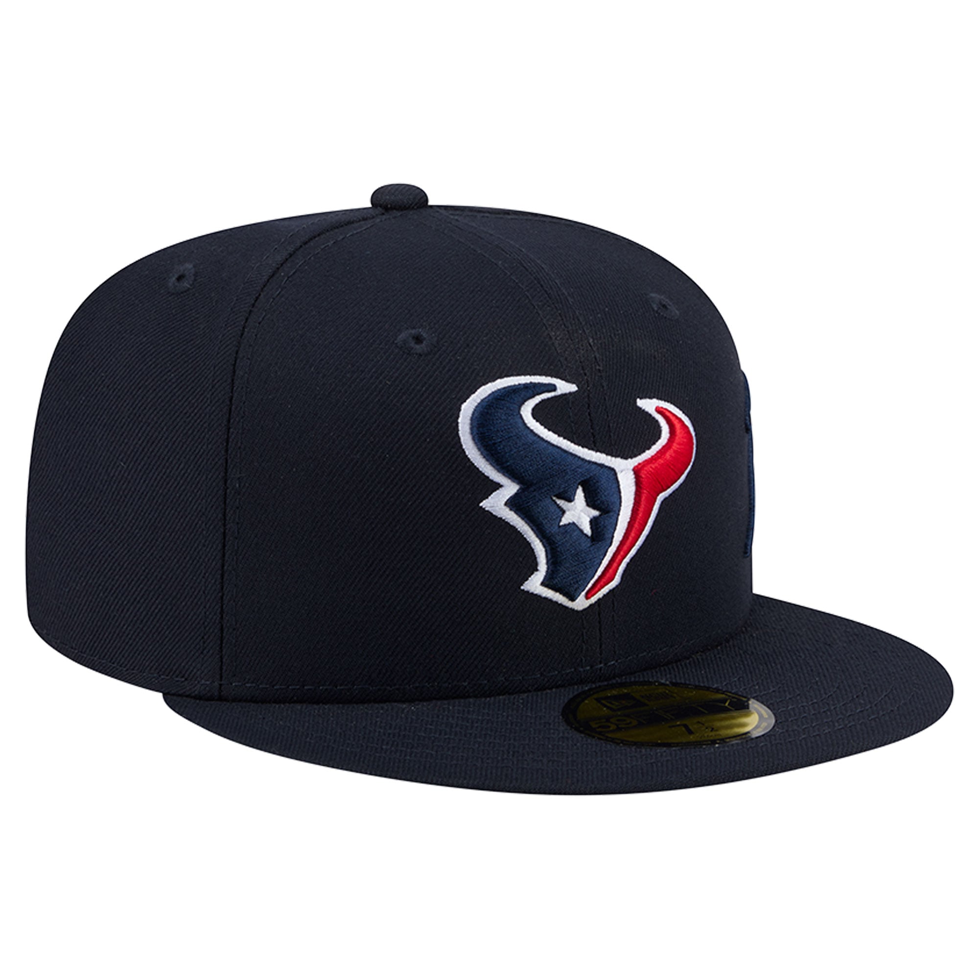 Casquette ajustée New Era 59FIFTY bleu marine pour homme, logo Houston Texans, inscription latérale