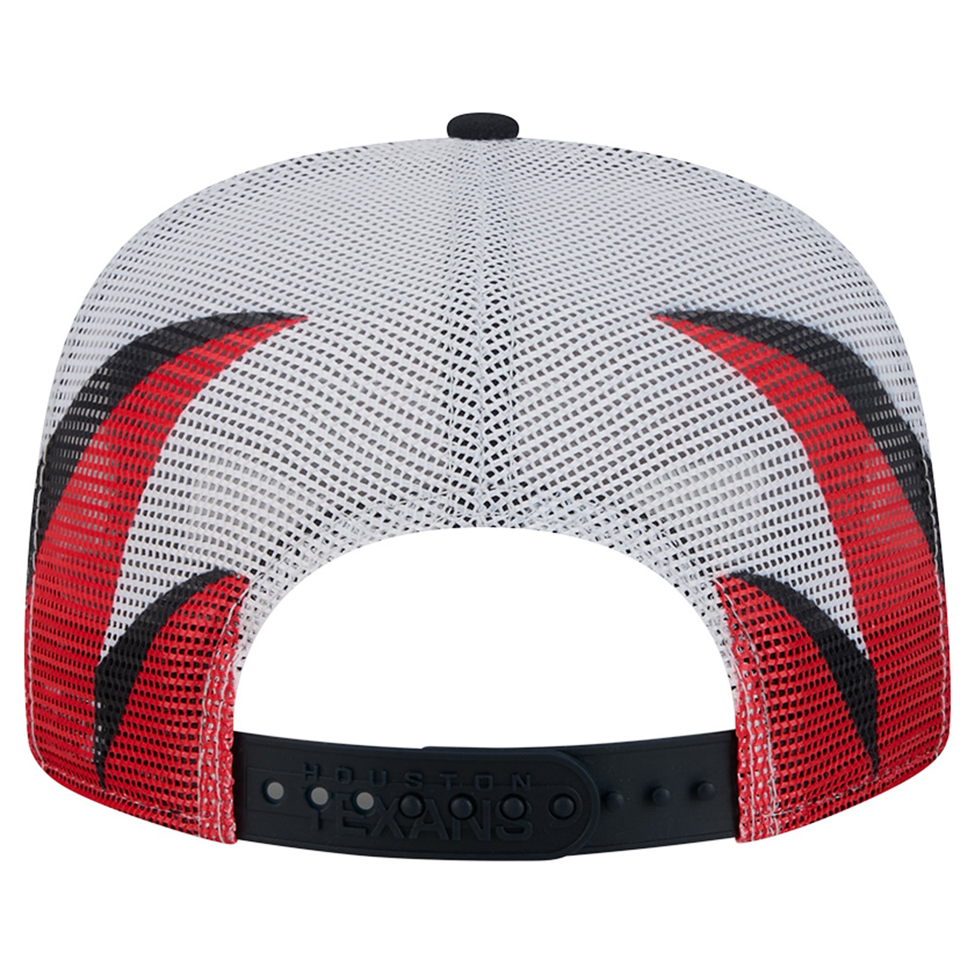 Casquette trucker New Era 9FIFTY Snapback pour homme, bleu marine/rouge, Houston Texans, maille, style A-Frame.
