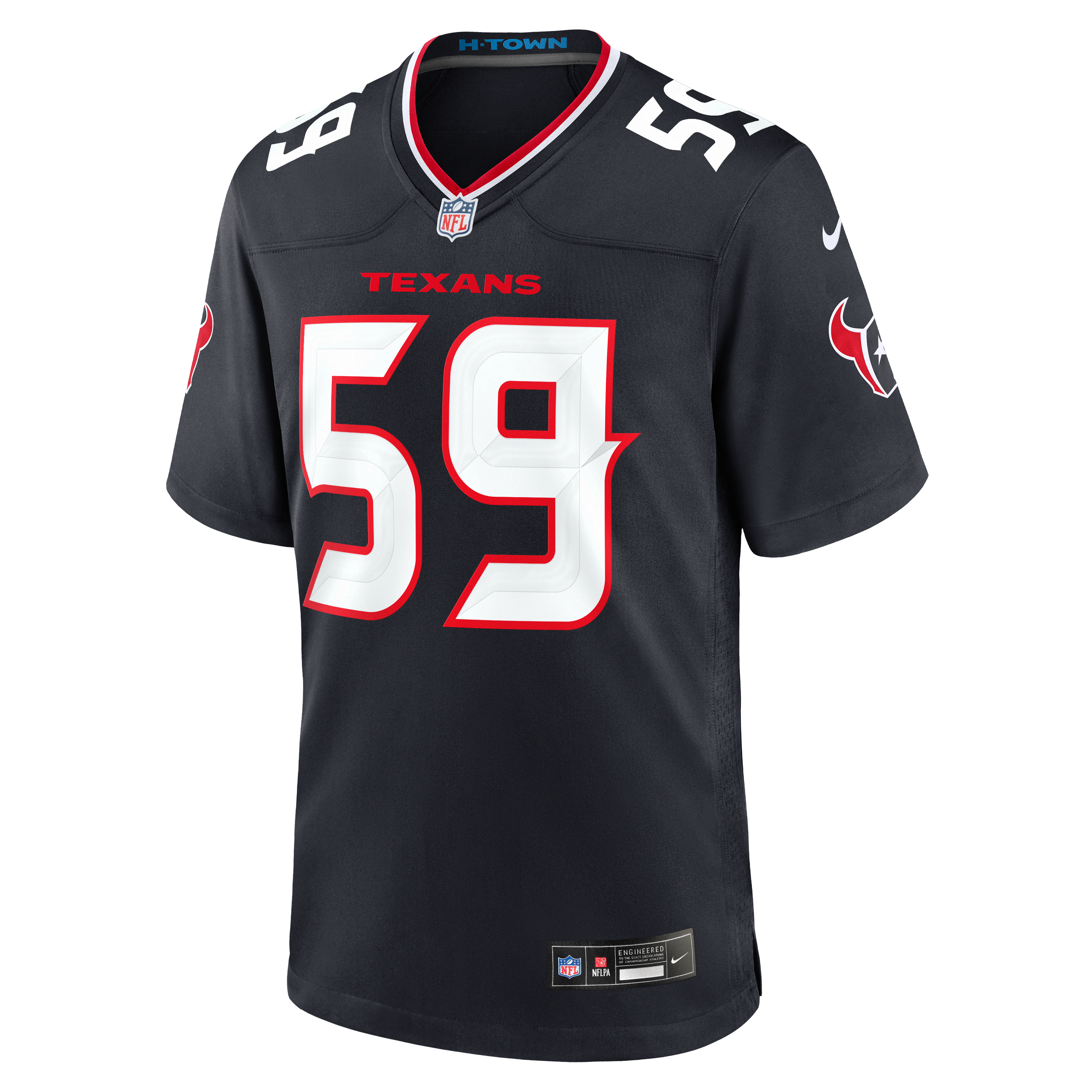 Maillot de match Nike Aiden Fisher bleu marine des Houston Texans pour homme
