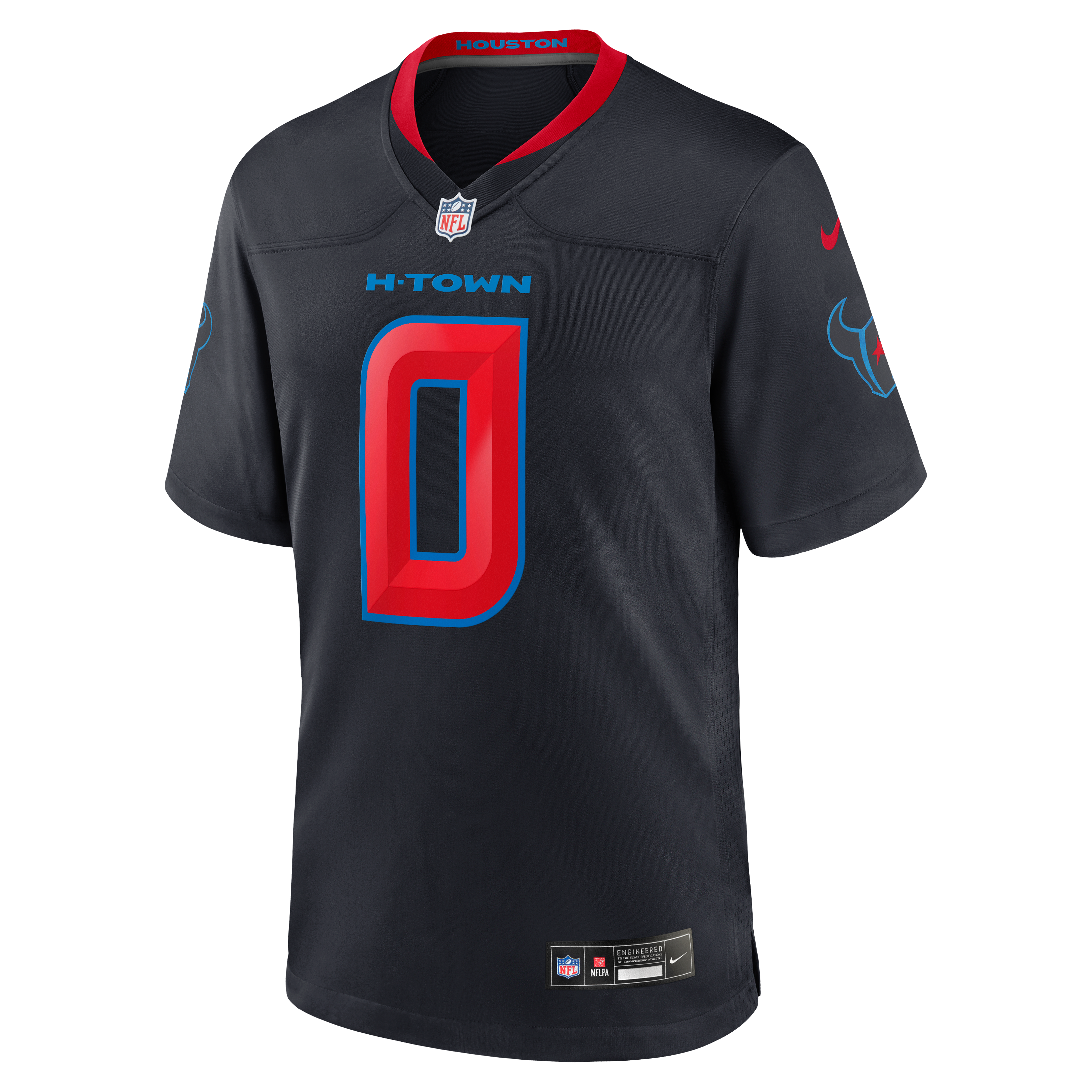 Maillot de match alternatif Nike Azeez Al-Shaair bleu marine des Houston Texans pour homme