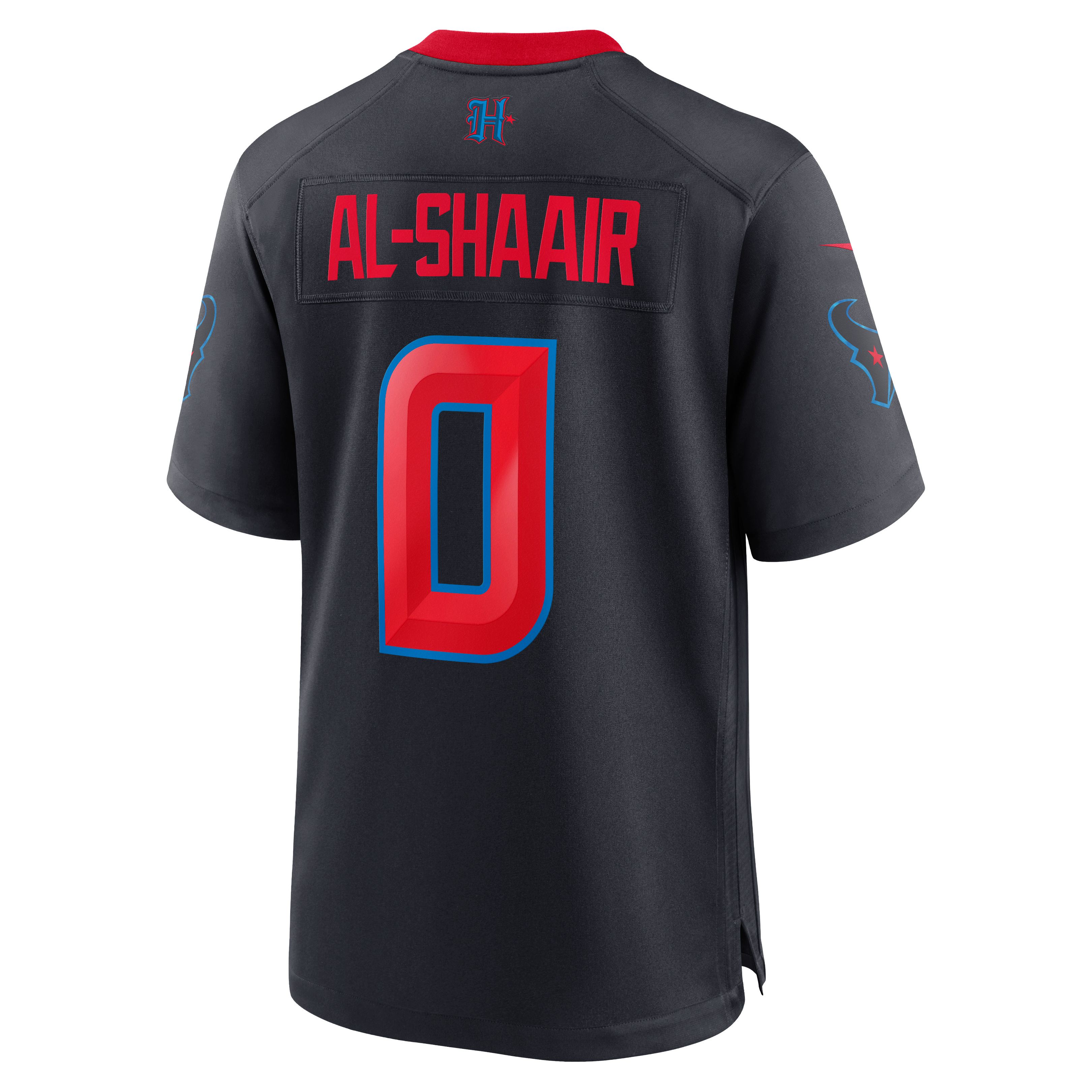 Maillot de match alternatif Nike Azeez Al-Shaair bleu marine des Houston Texans pour homme
