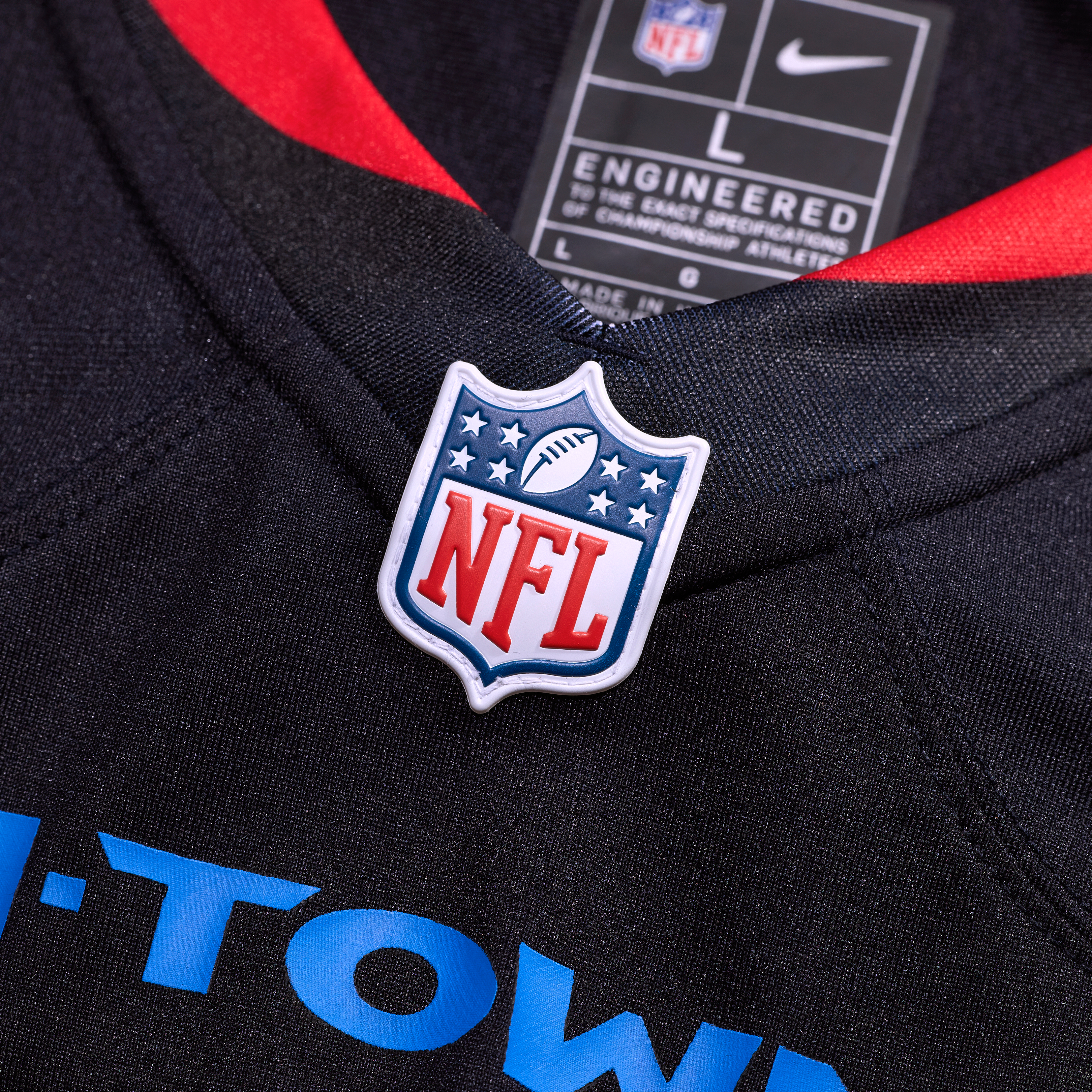 Maillot de match alternatif Nike Azeez Al-Shaair bleu marine des Houston Texans pour homme