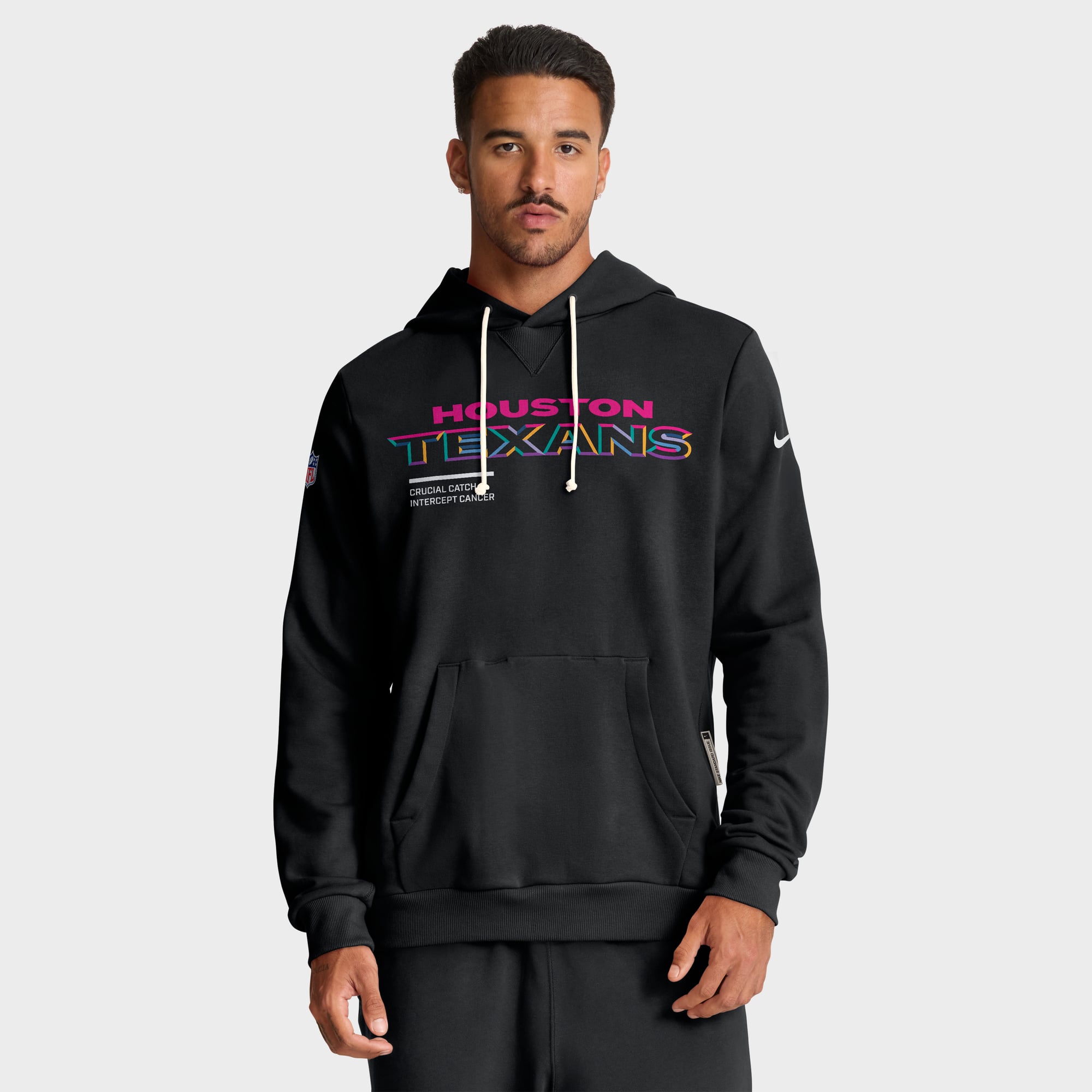 Men's Nike Black Houston Texans 2025 NFL Crucial Catch Sideline Standard Issue Dri-FIT Hoodie