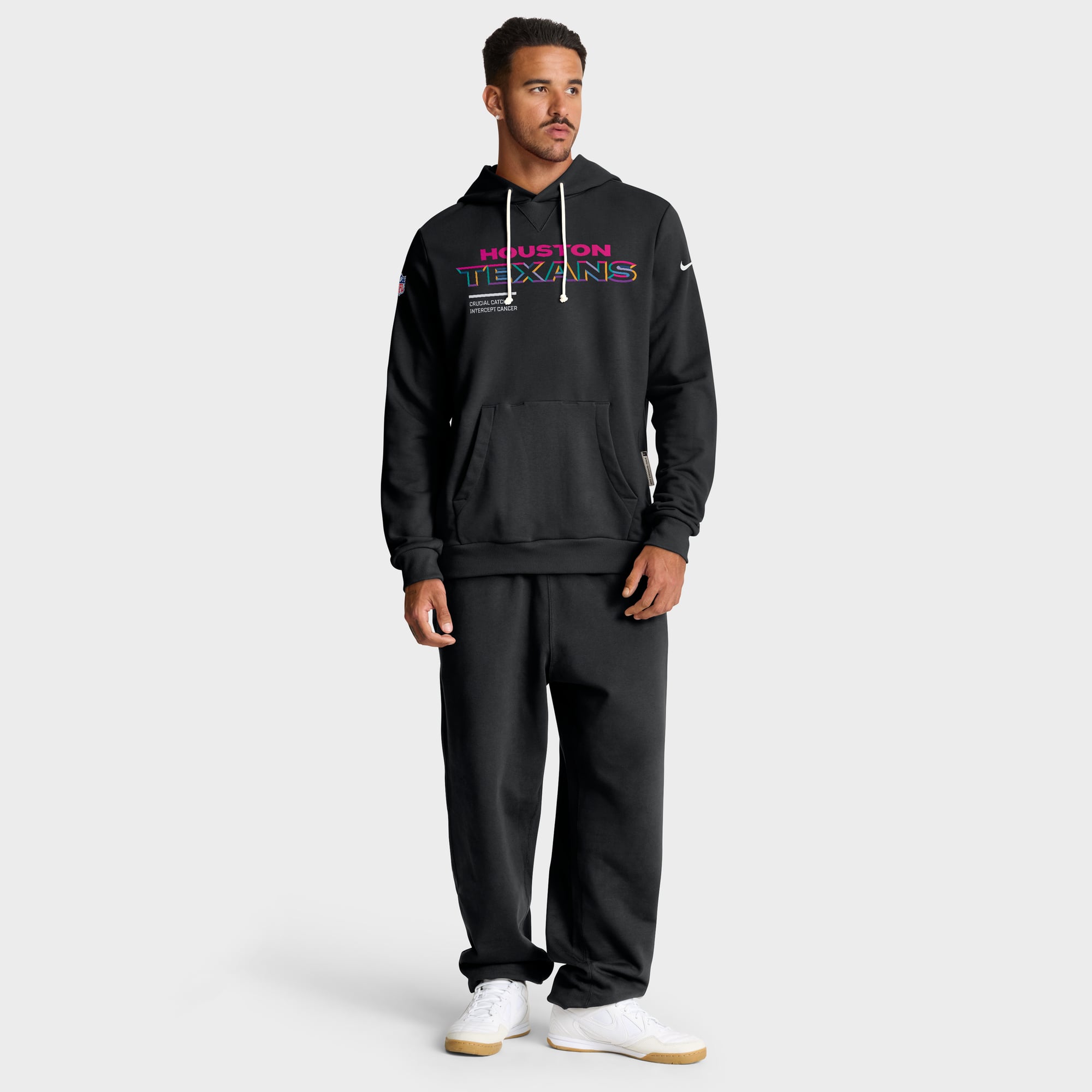 Men's Nike Black Houston Texans 2025 NFL Crucial Catch Sideline Standard Issue Dri-FIT Hoodie