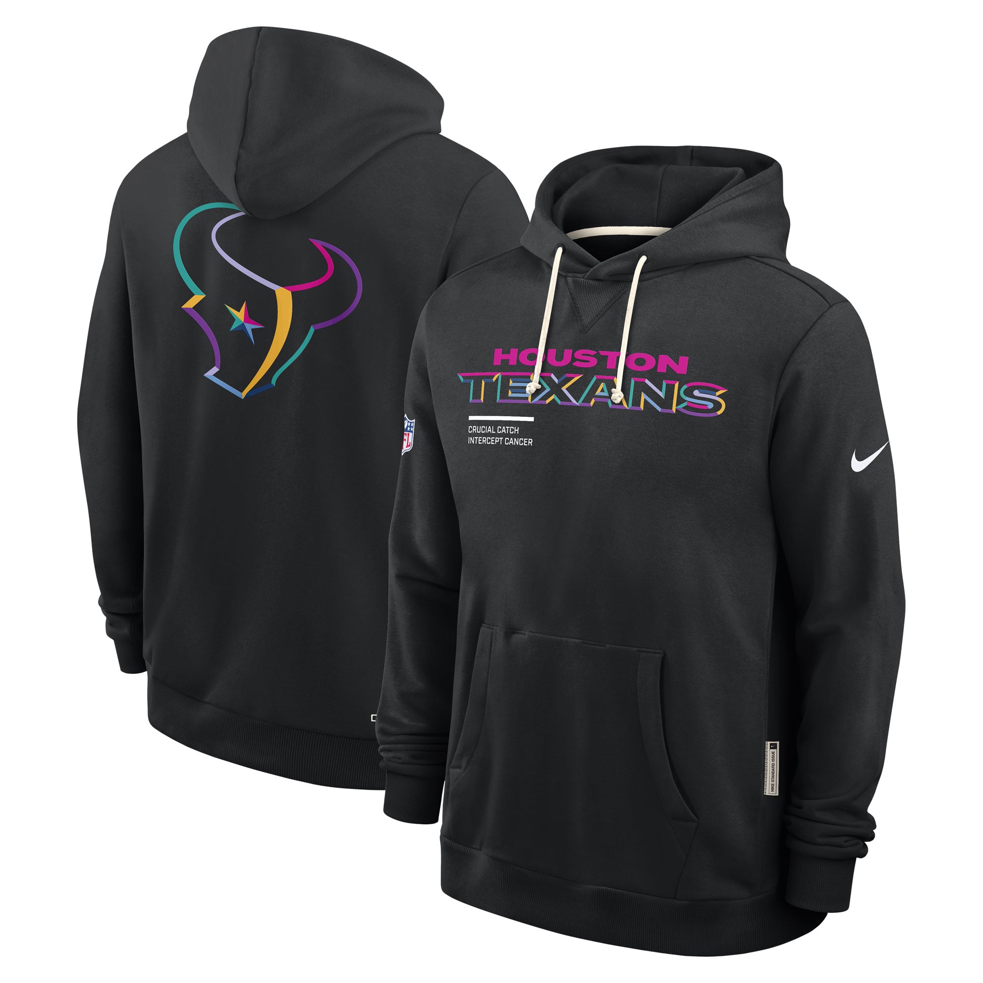 Men's Nike Black Houston Texans 2025 NFL Crucial Catch Sideline Standard Issue Dri-FIT Hoodie