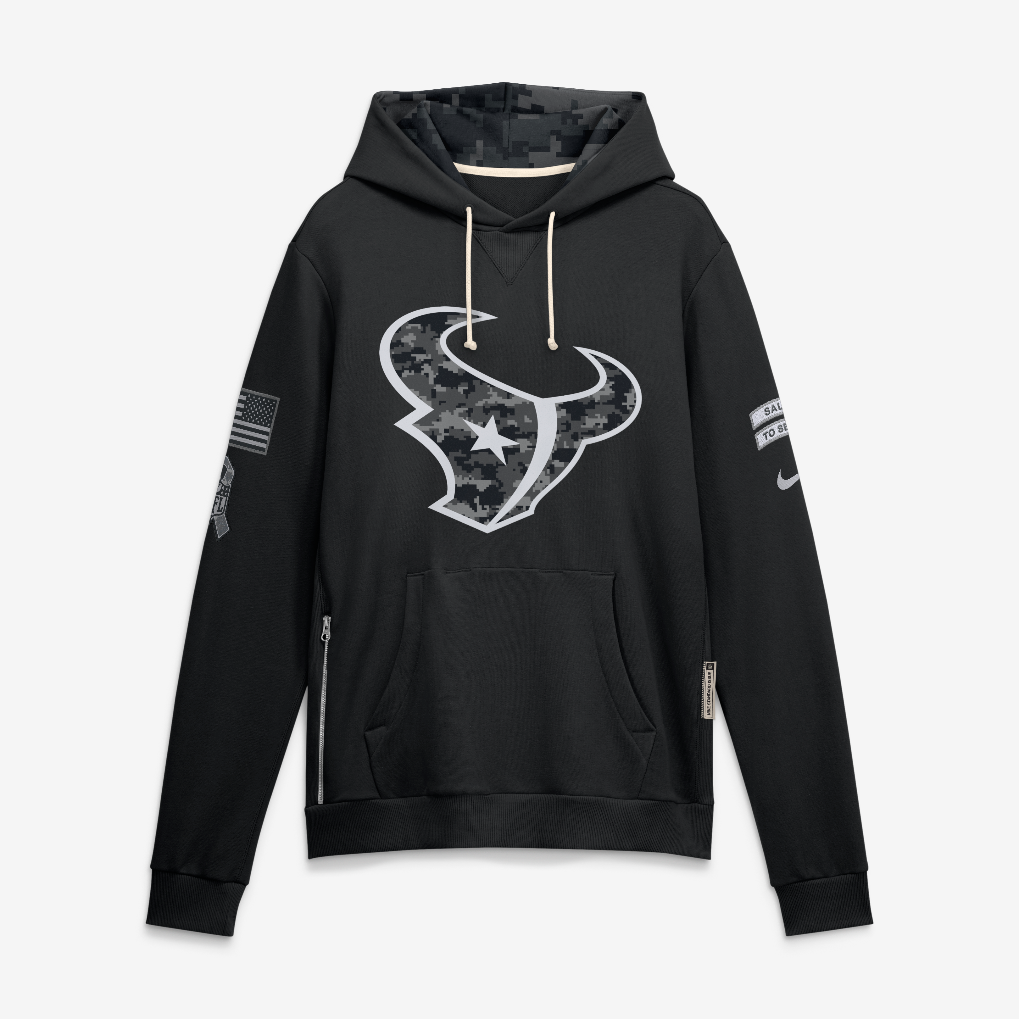 Sweat à capuche Nike noir pour homme, Houston Texans 2026 Salute to Service, collection Sideline Dri-FIT
