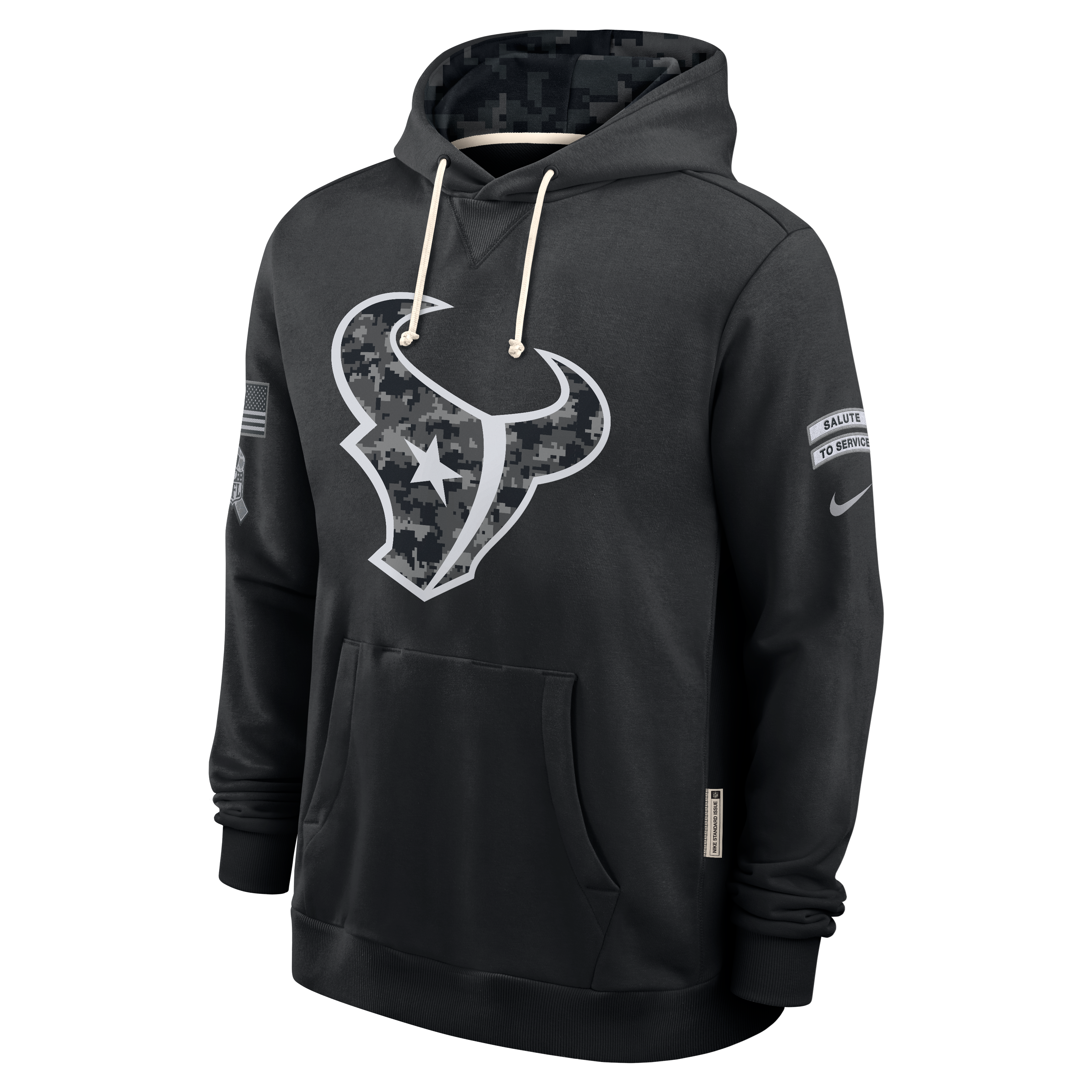 Sweat à capuche Nike noir pour homme, Houston Texans 2026 Salute to Service, collection Sideline Dri-FIT